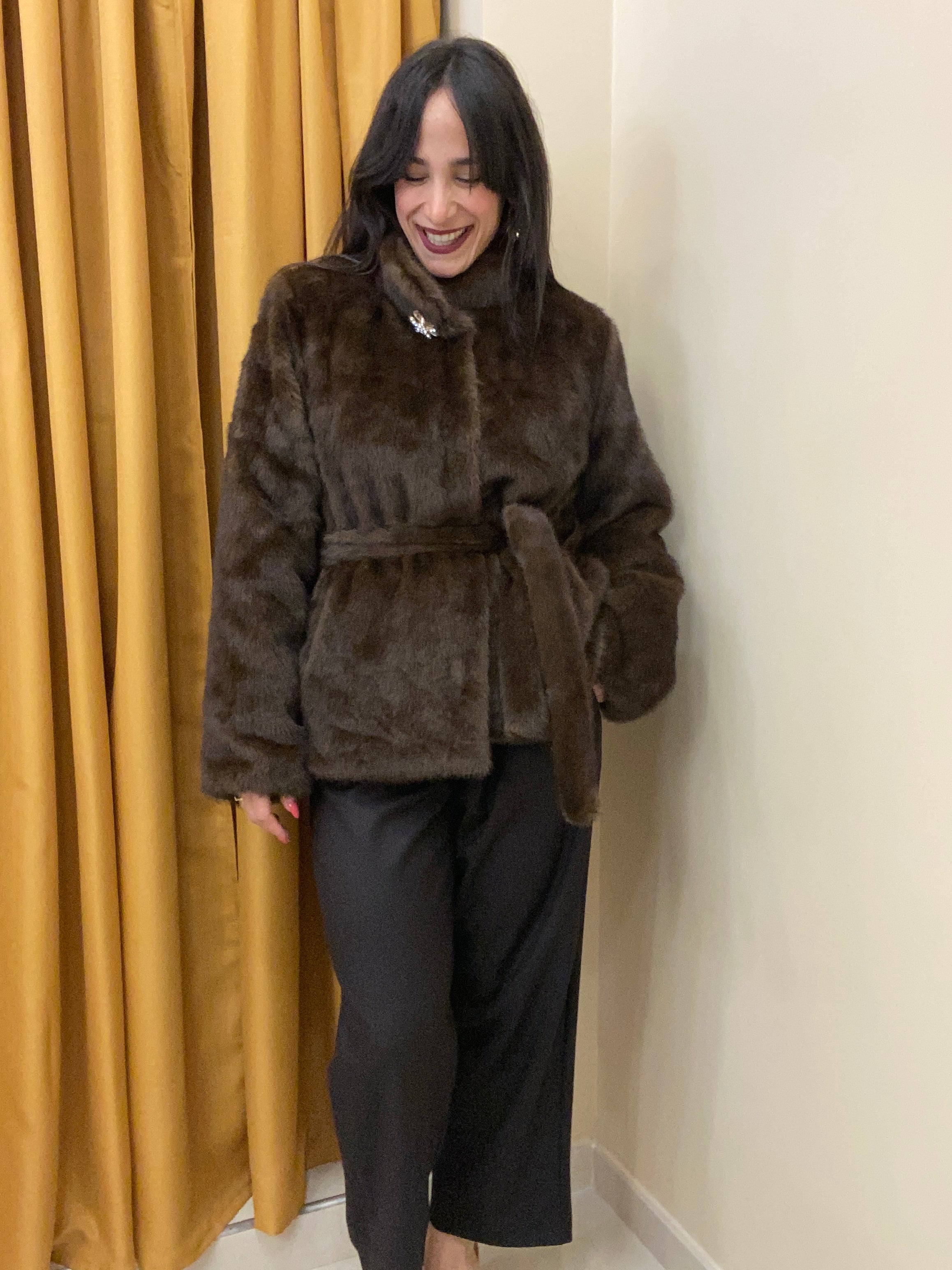 Ecovisone bottone gioiello MARRONE