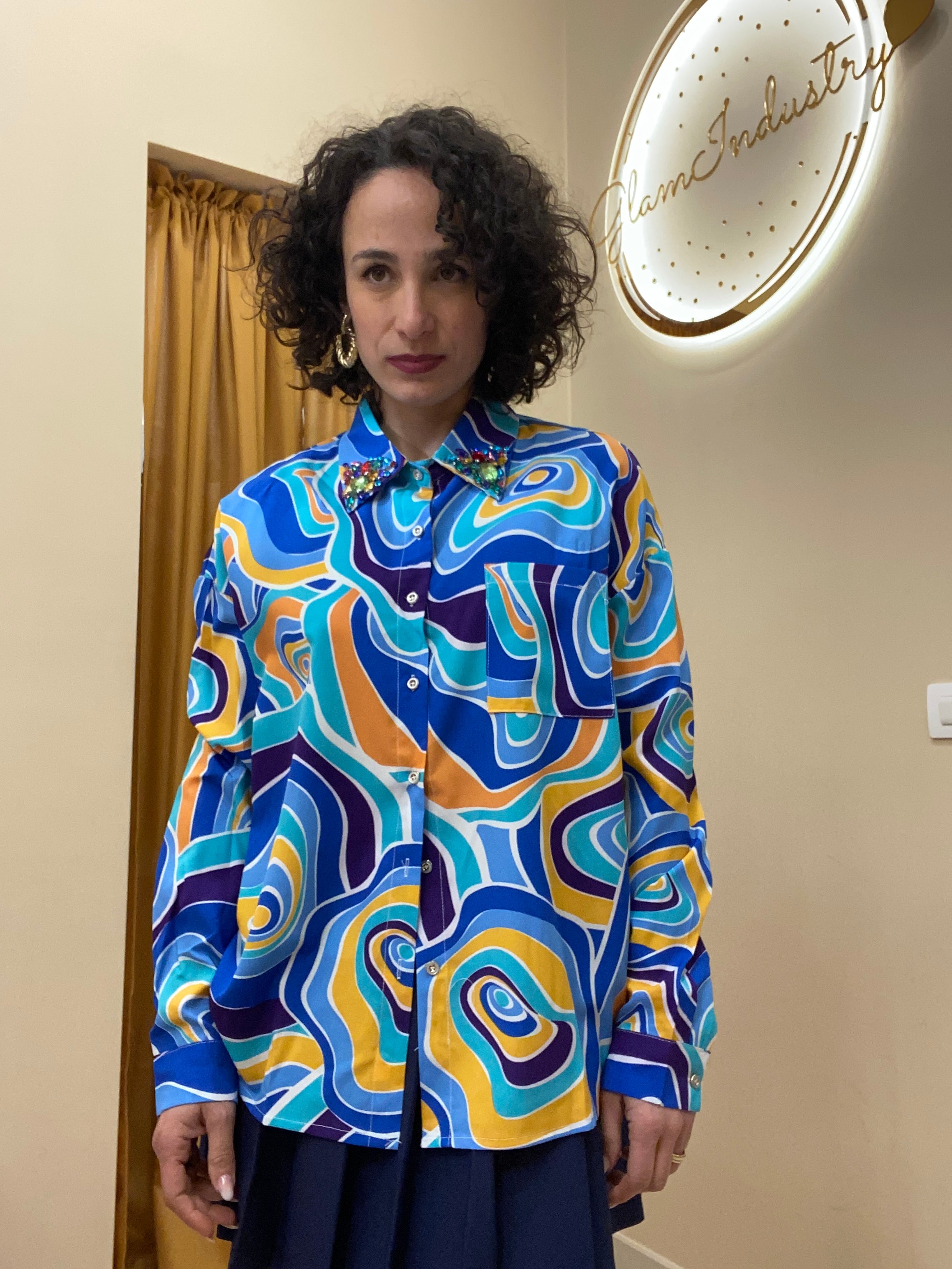 Camicia Arlecchino blu