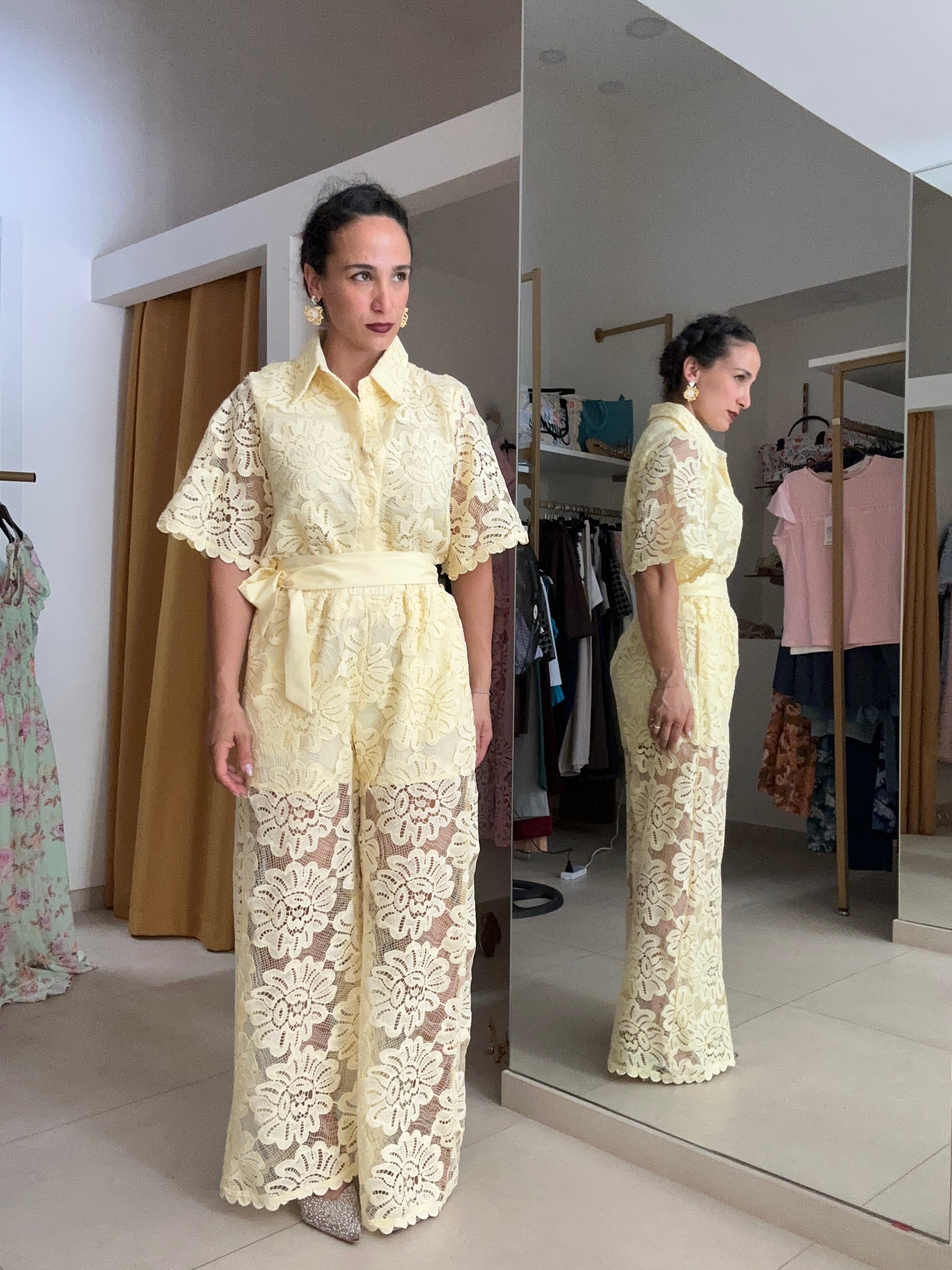 Coordinato merletto GIALLO