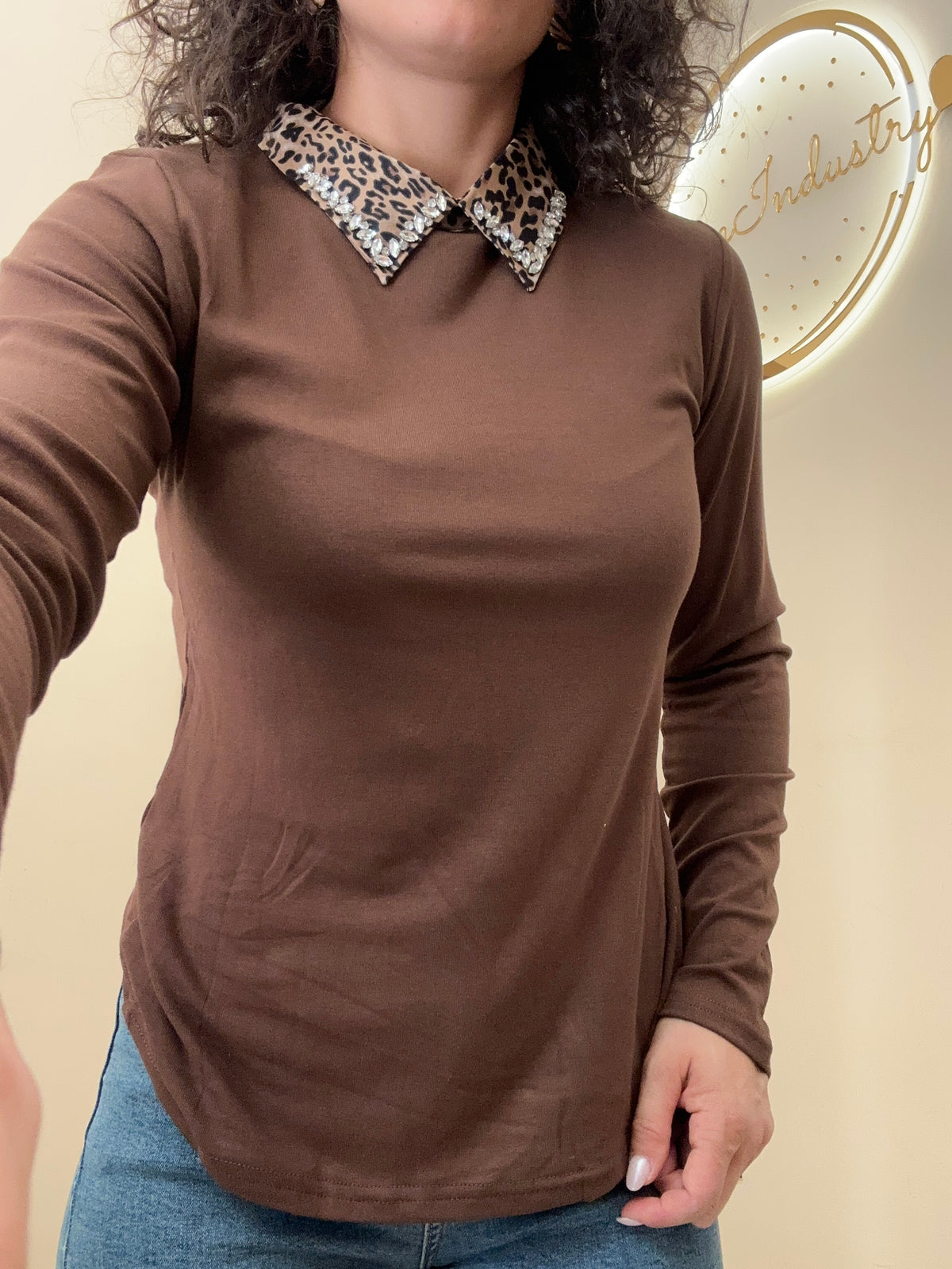 Maglia colletto animalier