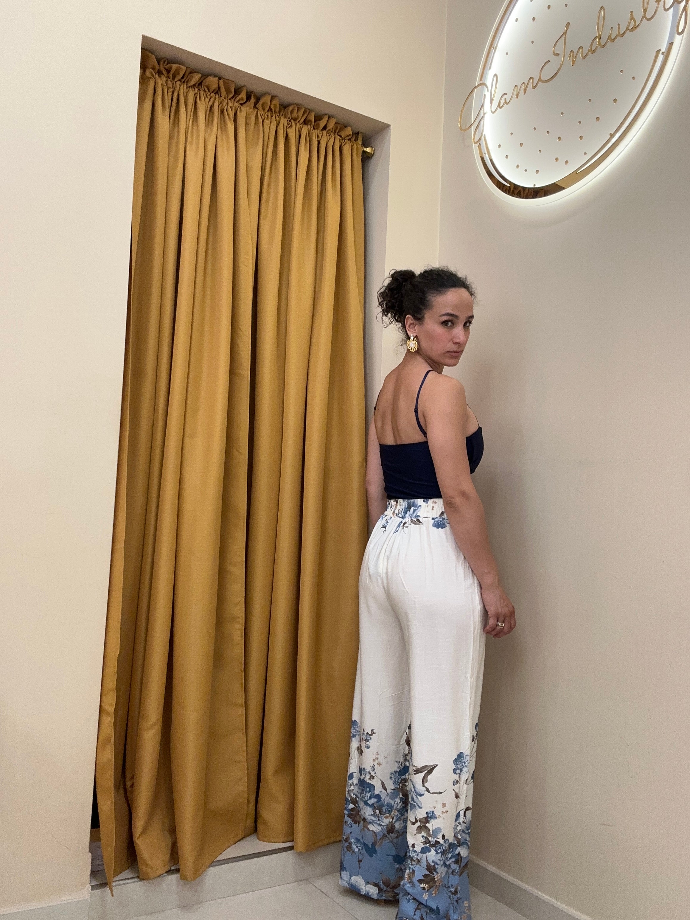 Pantalone dettaglio fiori BLU
