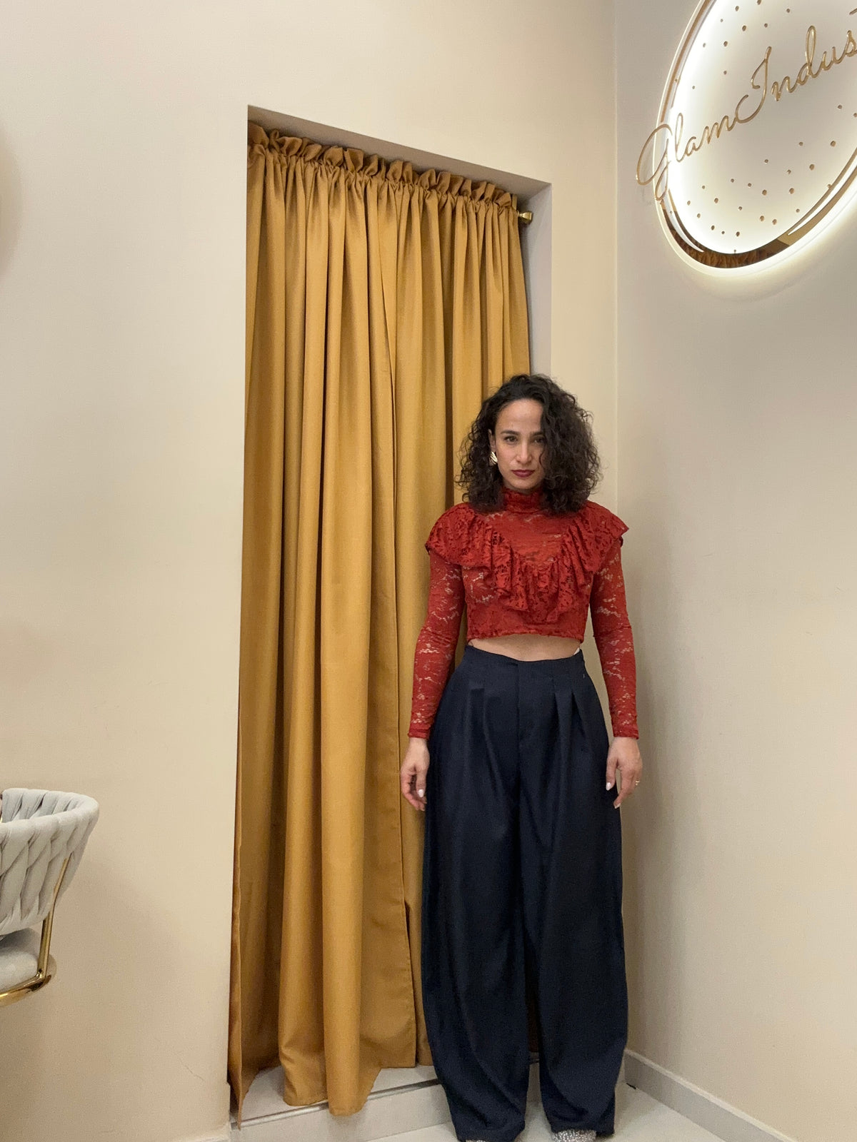 Blusa merletto crop