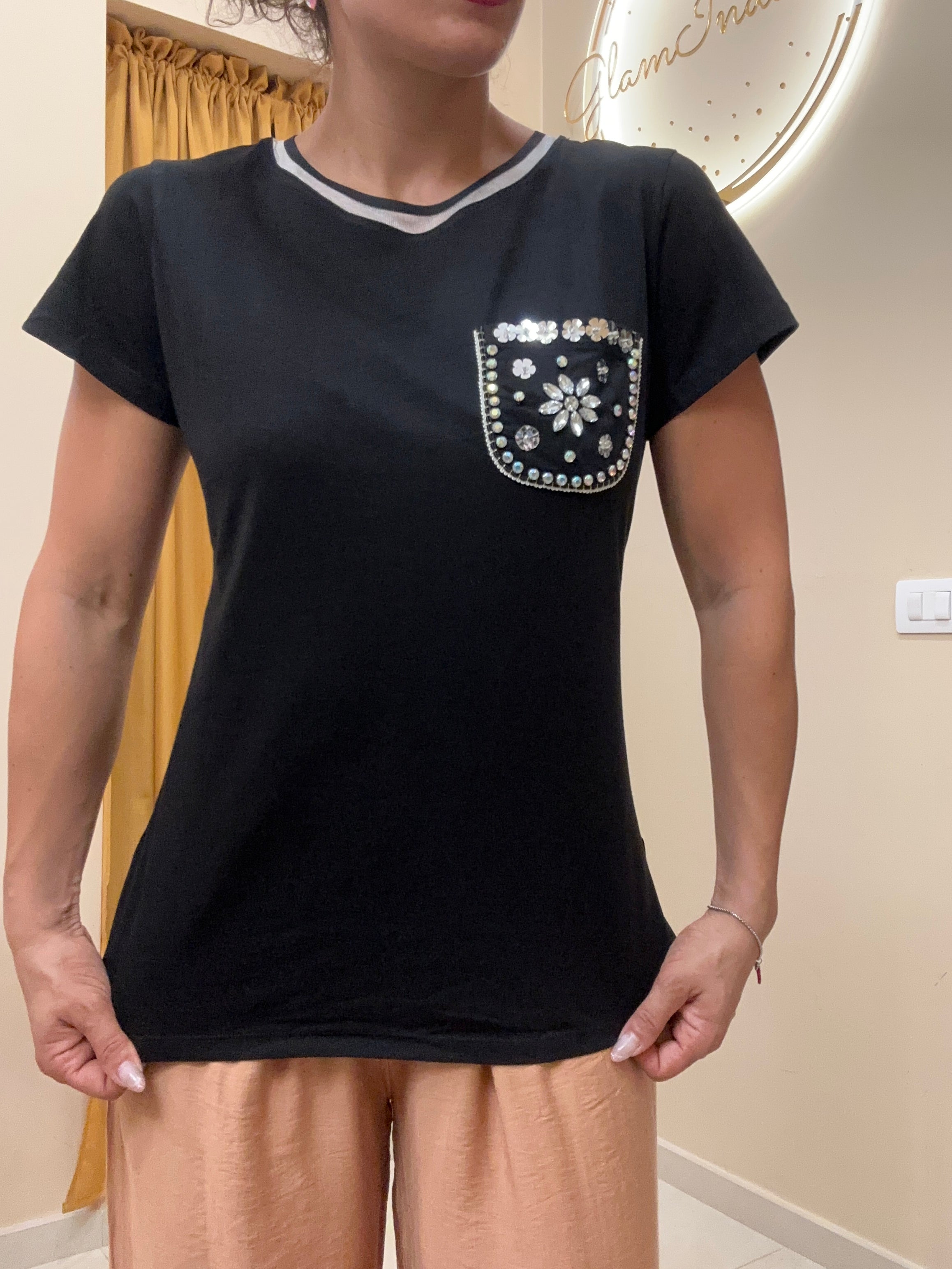 T-shirt taschino brillantini