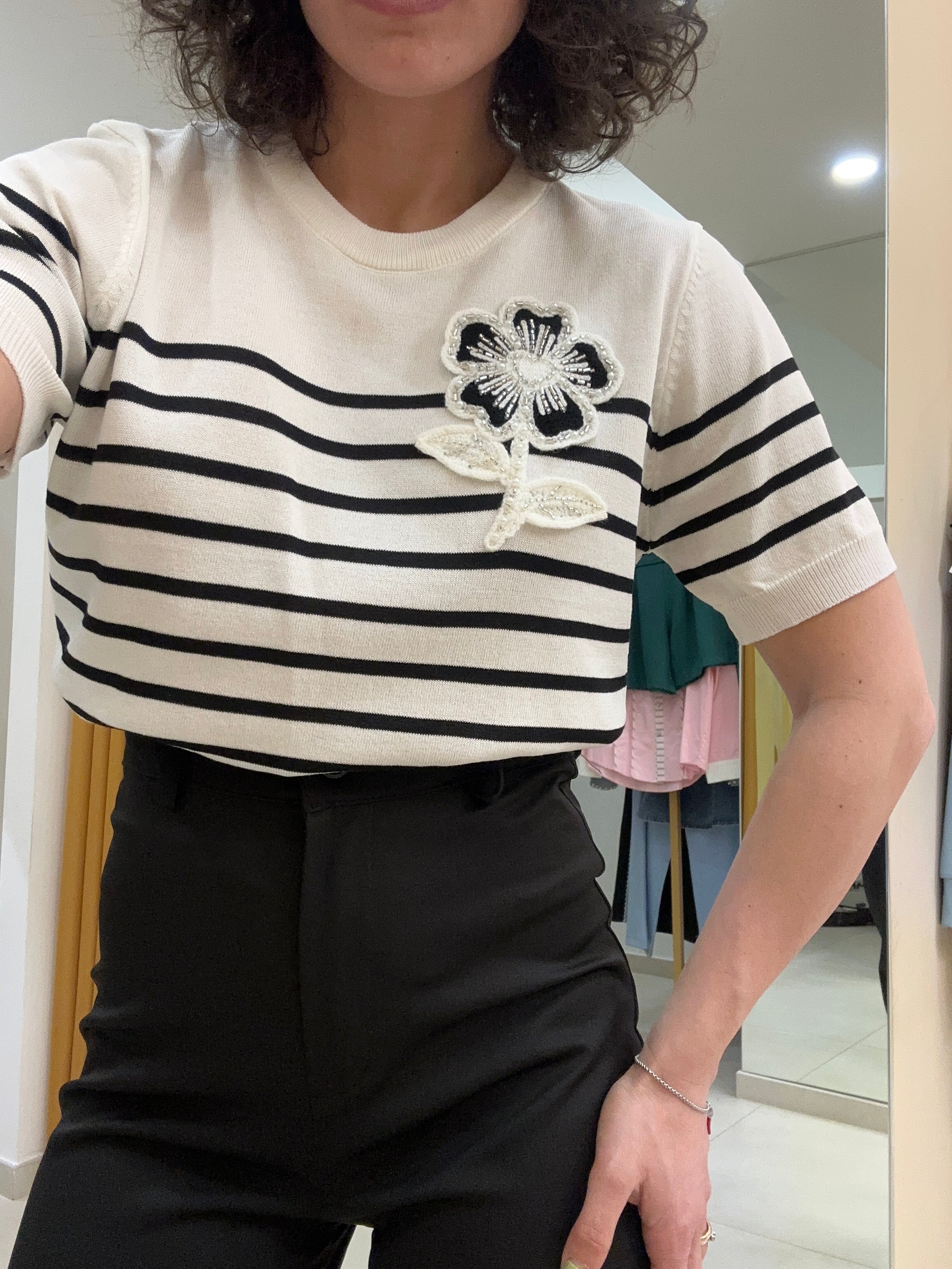 Maglia filo rigata NERO