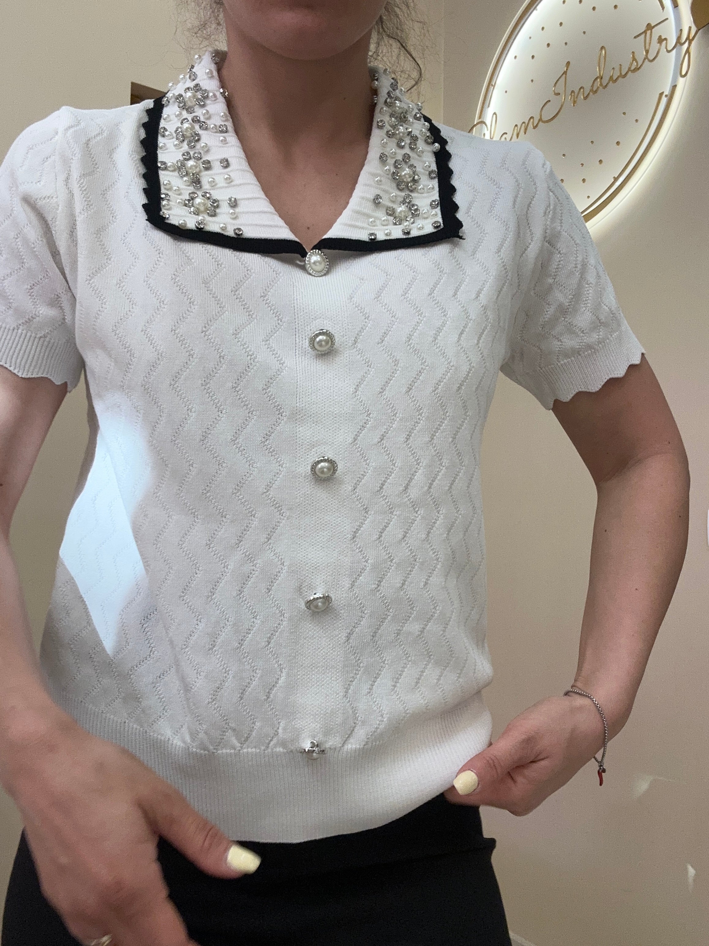 Polo filo colletto wow BIANCO