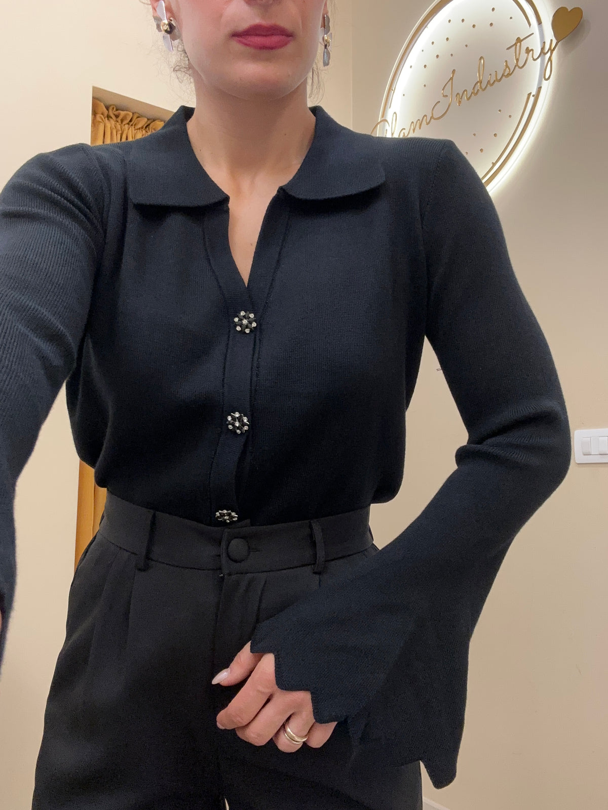 Polo cardigan brillantini
