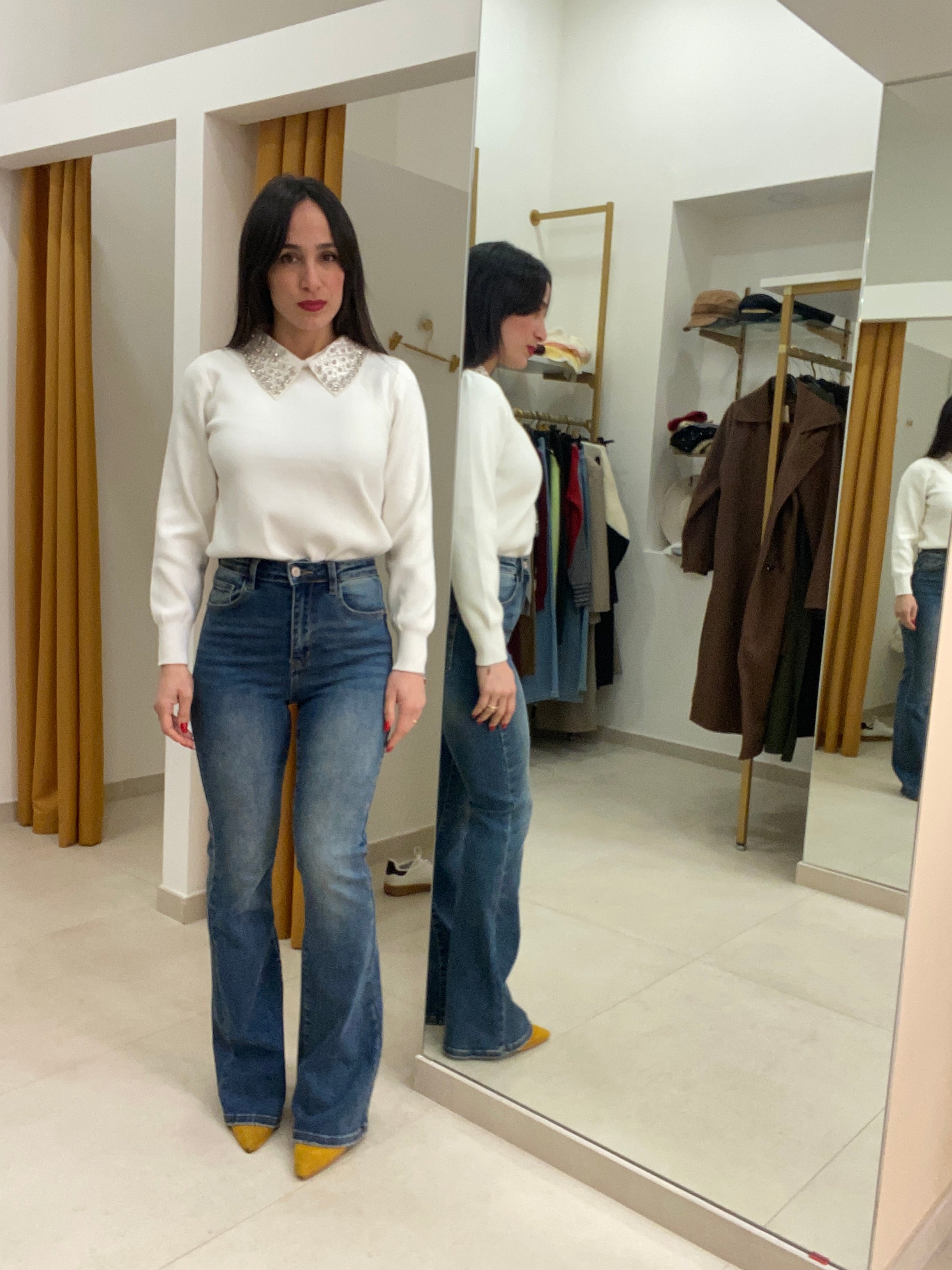 Pull colletto in raso