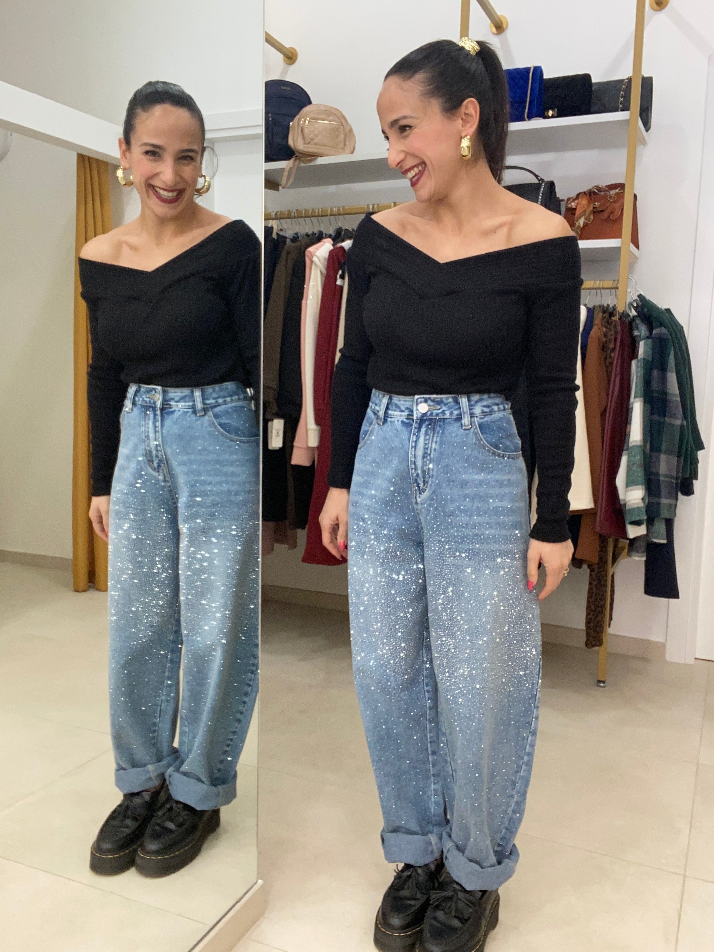 Jeans ballon brillantini