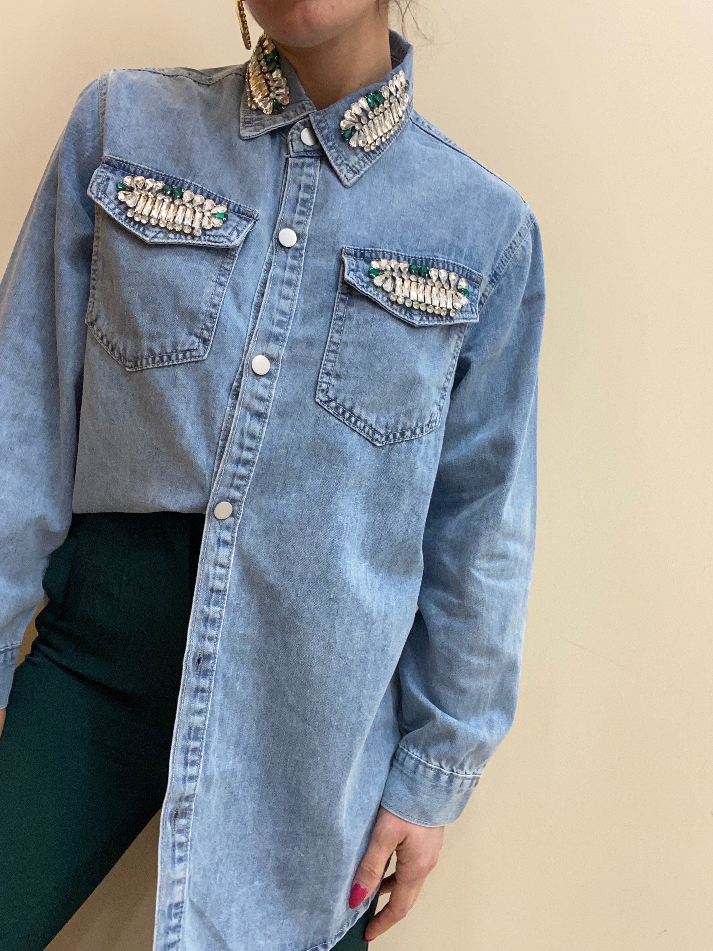 Camicia denim Swarovski Verdi