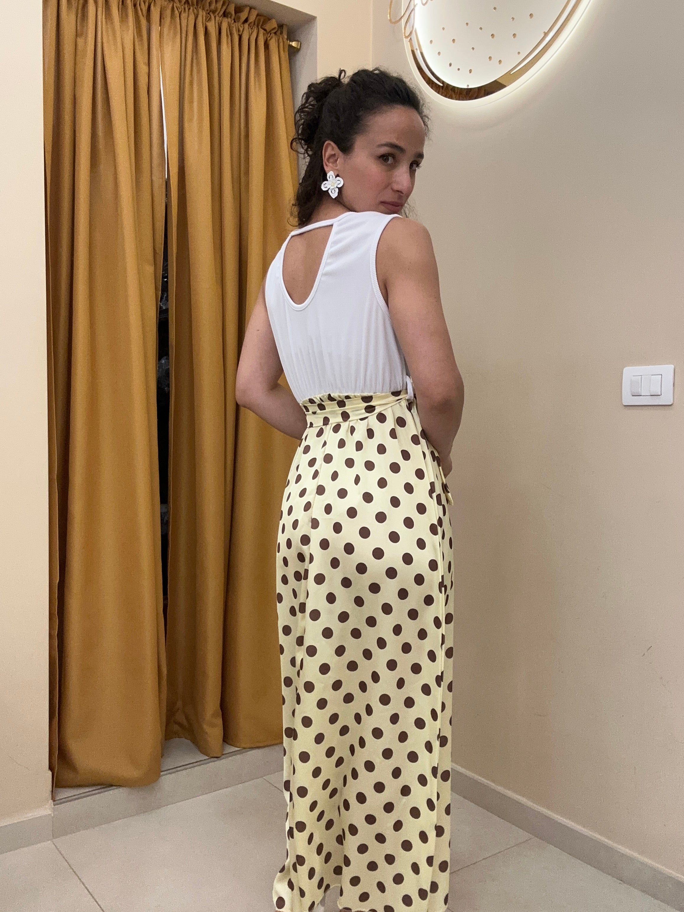 Abito canotta POIS GIALLO