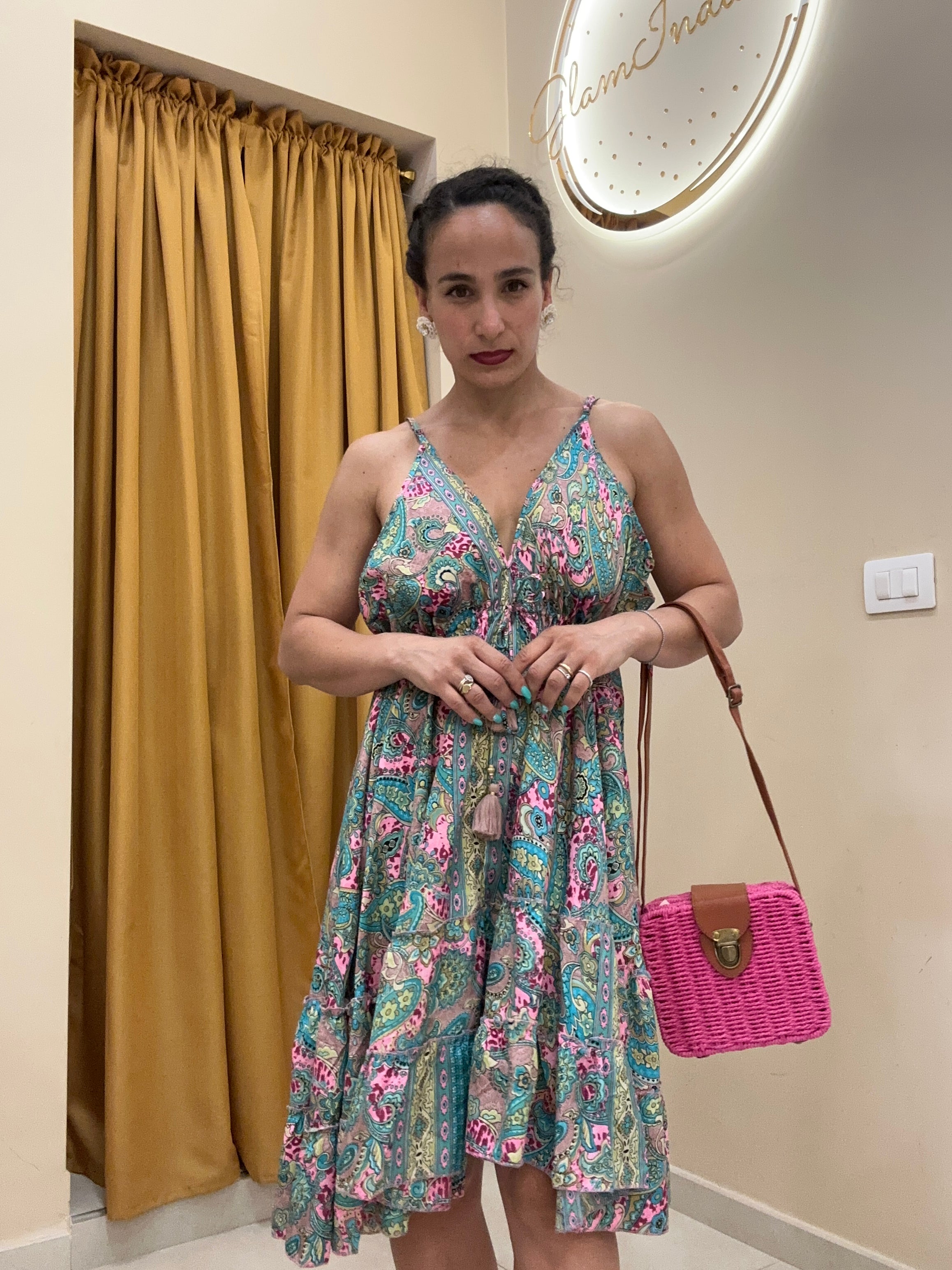 Borsa paglia rigida FUCSIA
