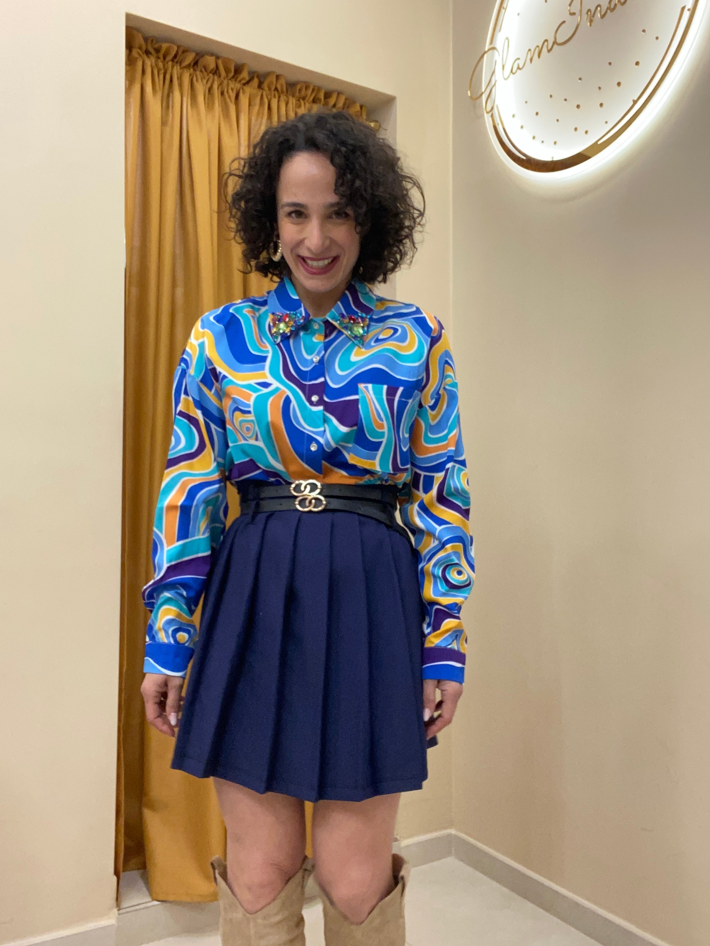 Camicia Arlecchino blu
