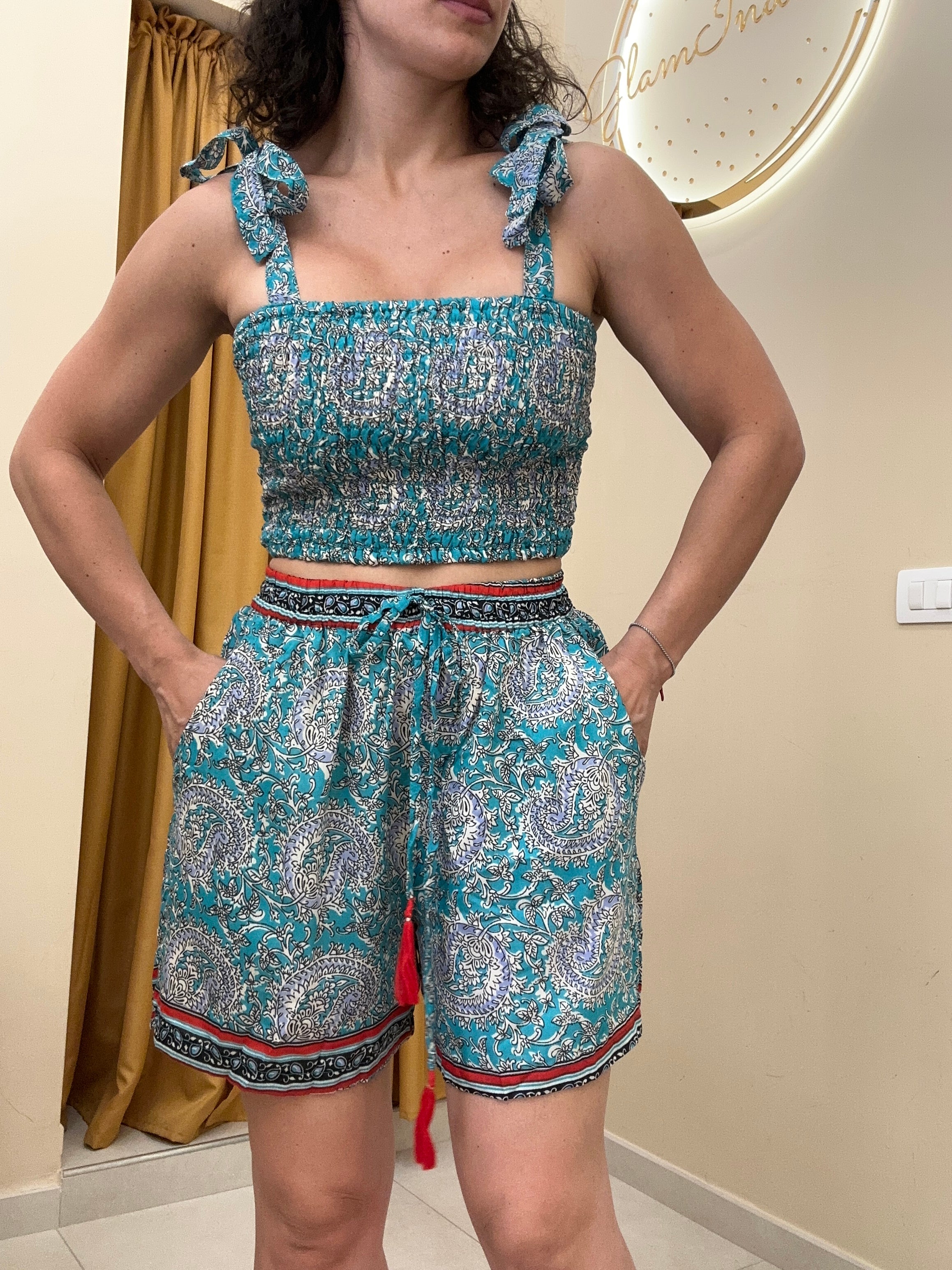 Coordinato India Short celeste