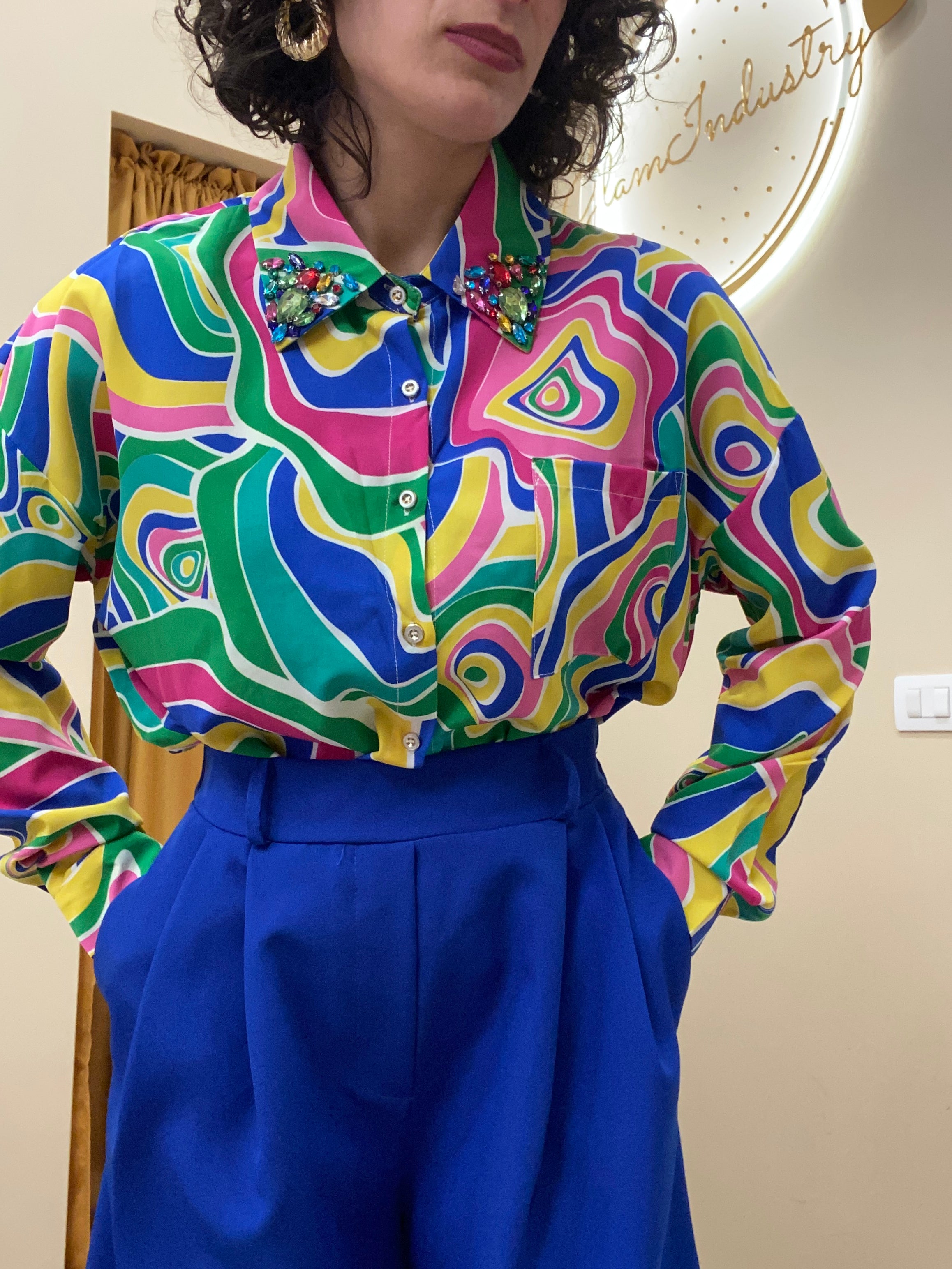 Camicia Arlecchino gialla
