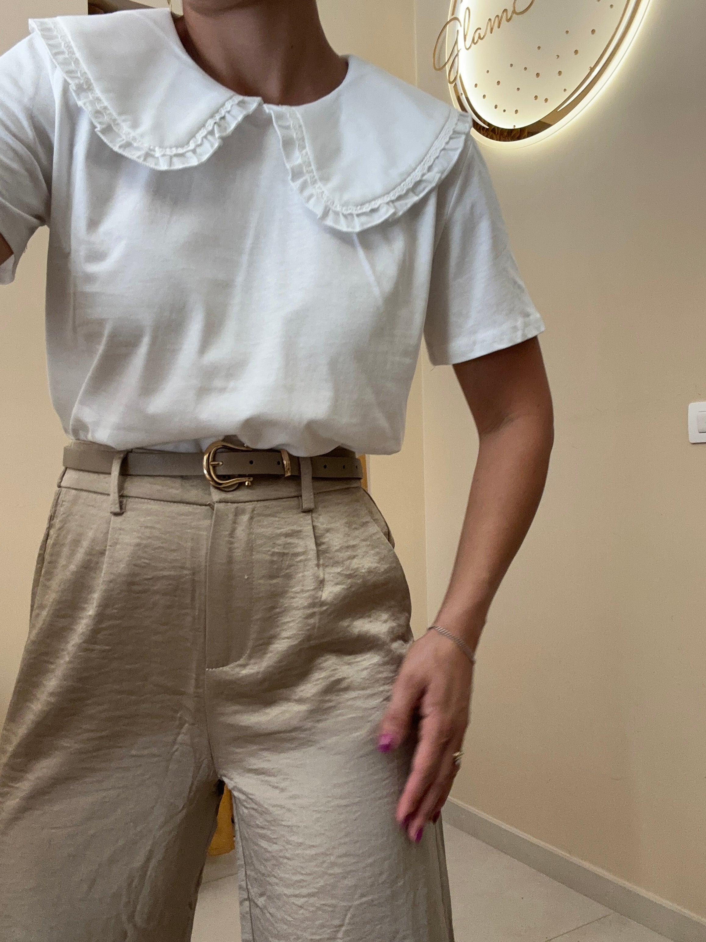 Pantalone effetto raso palazzo