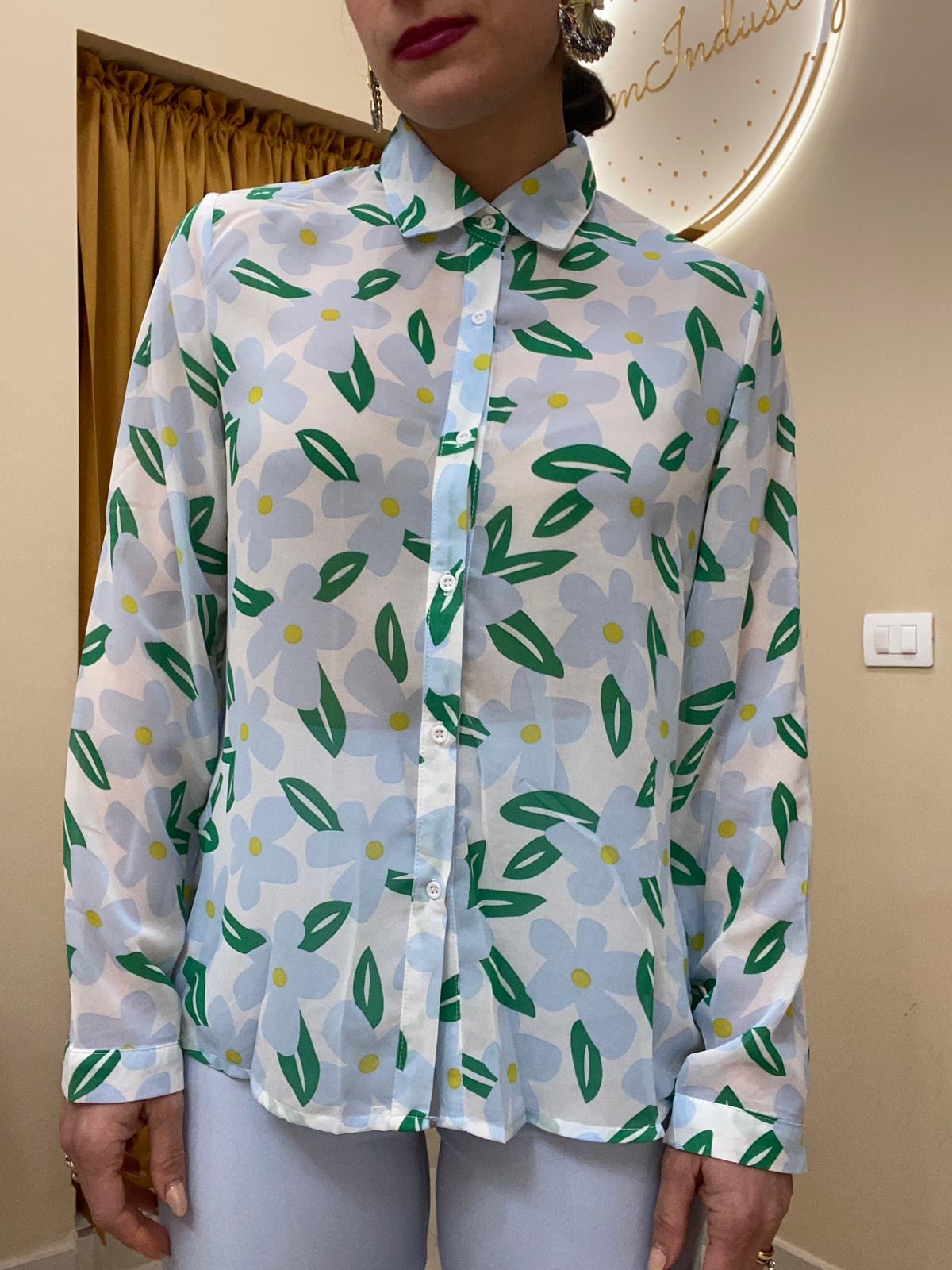 Camicia fiori Big azzurro