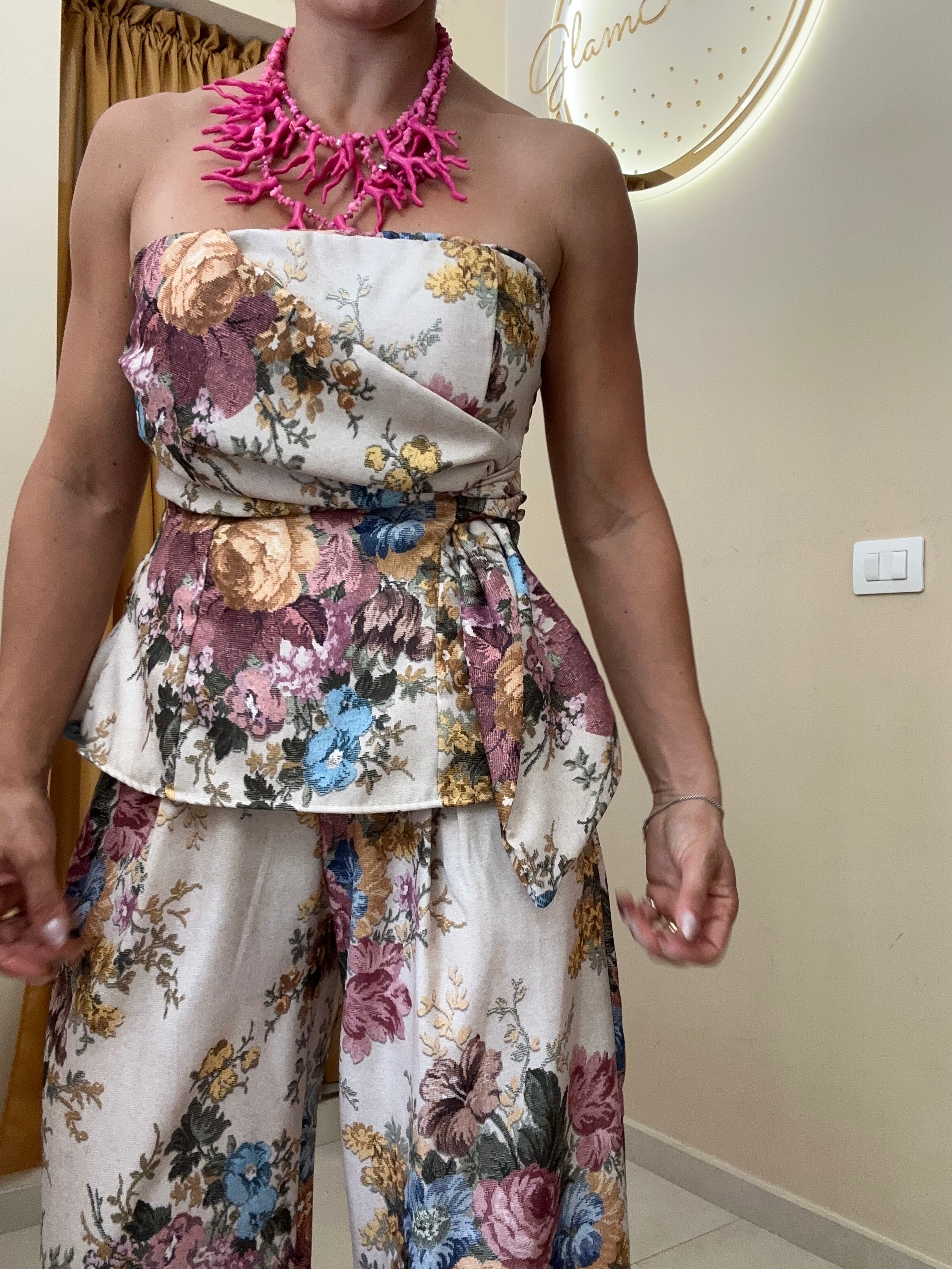 Coordinato fiori stampato