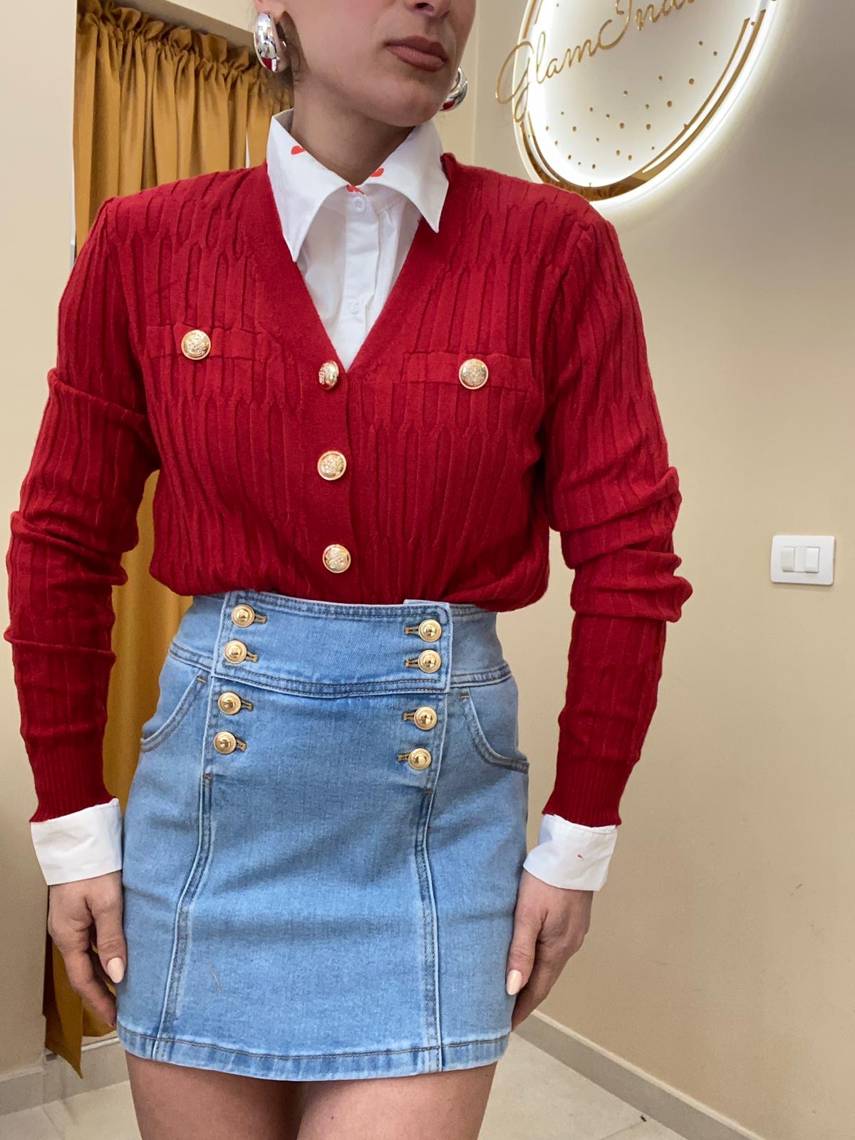 Cardigan basic bottoni oro