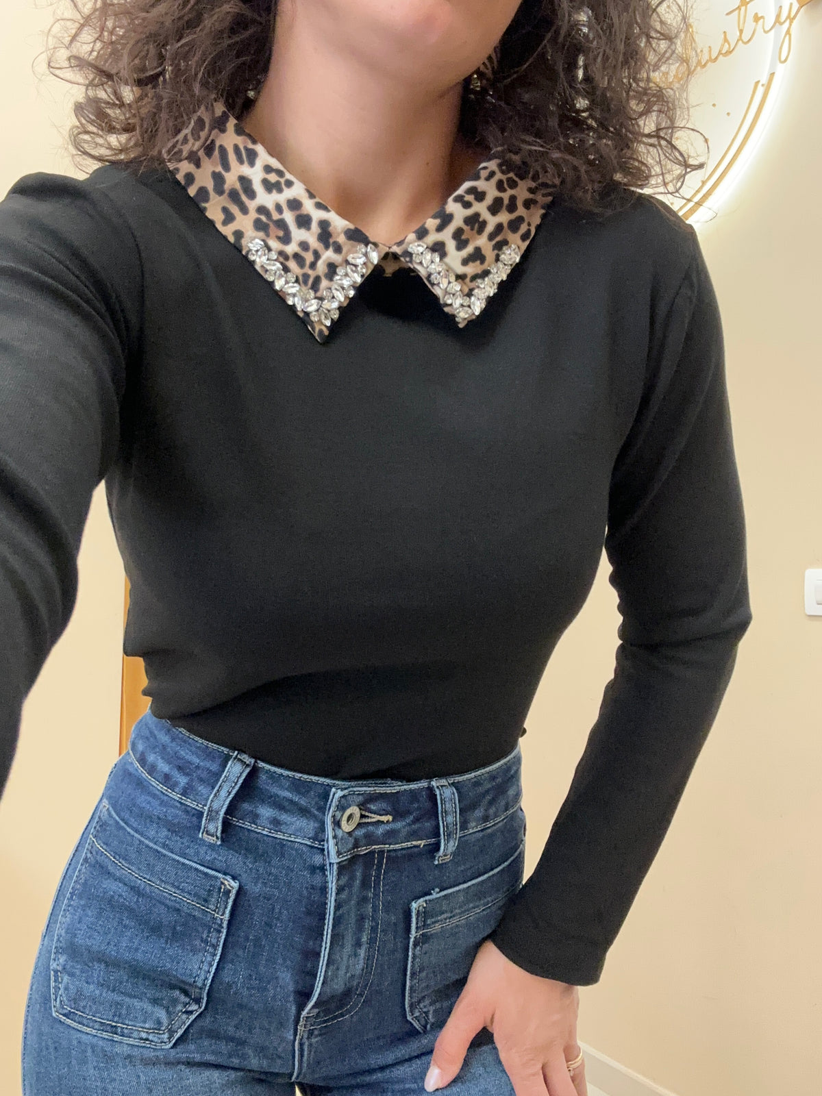 Maglia colletto animalier