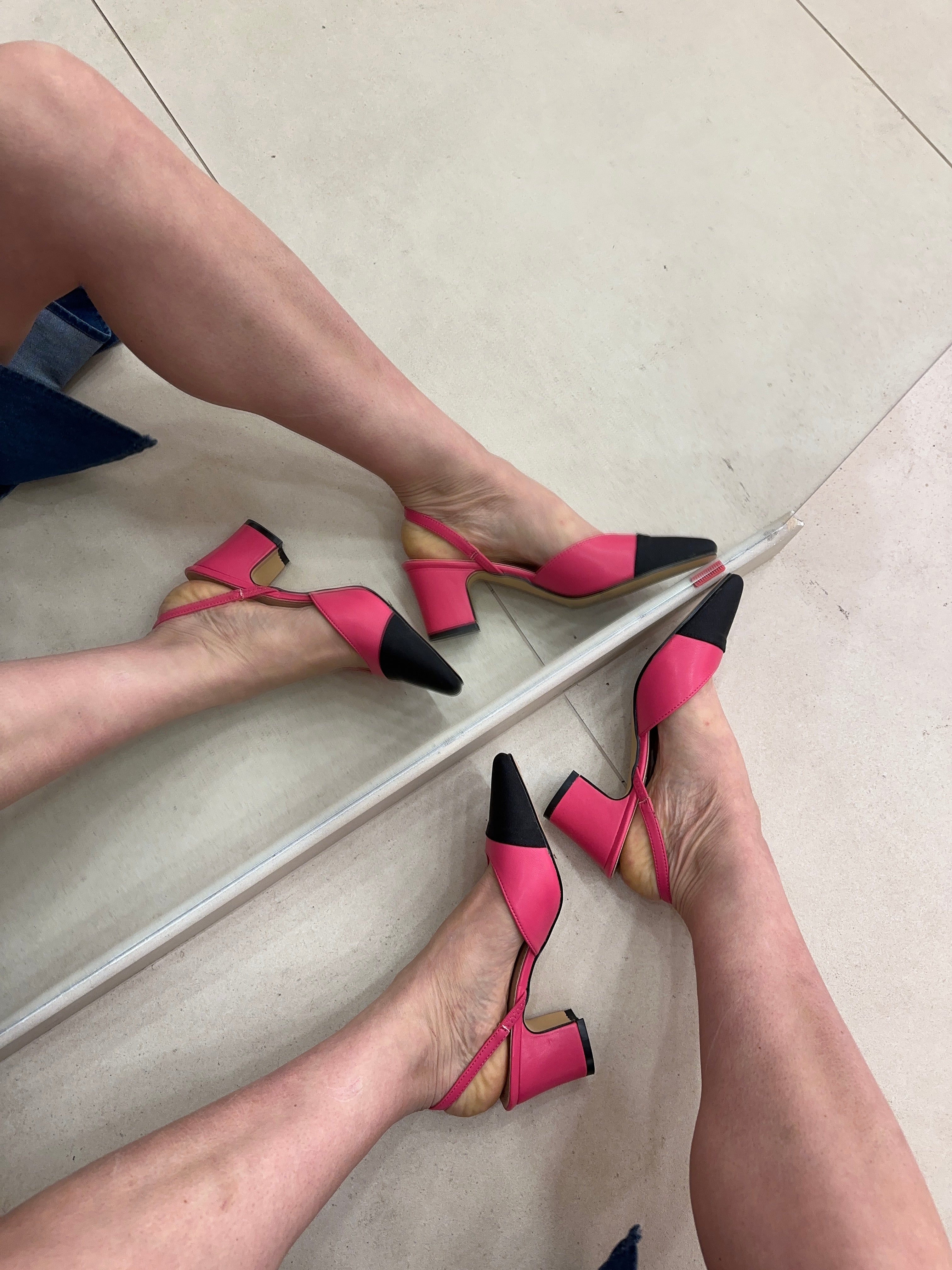 Slingback ecopelle fucsia