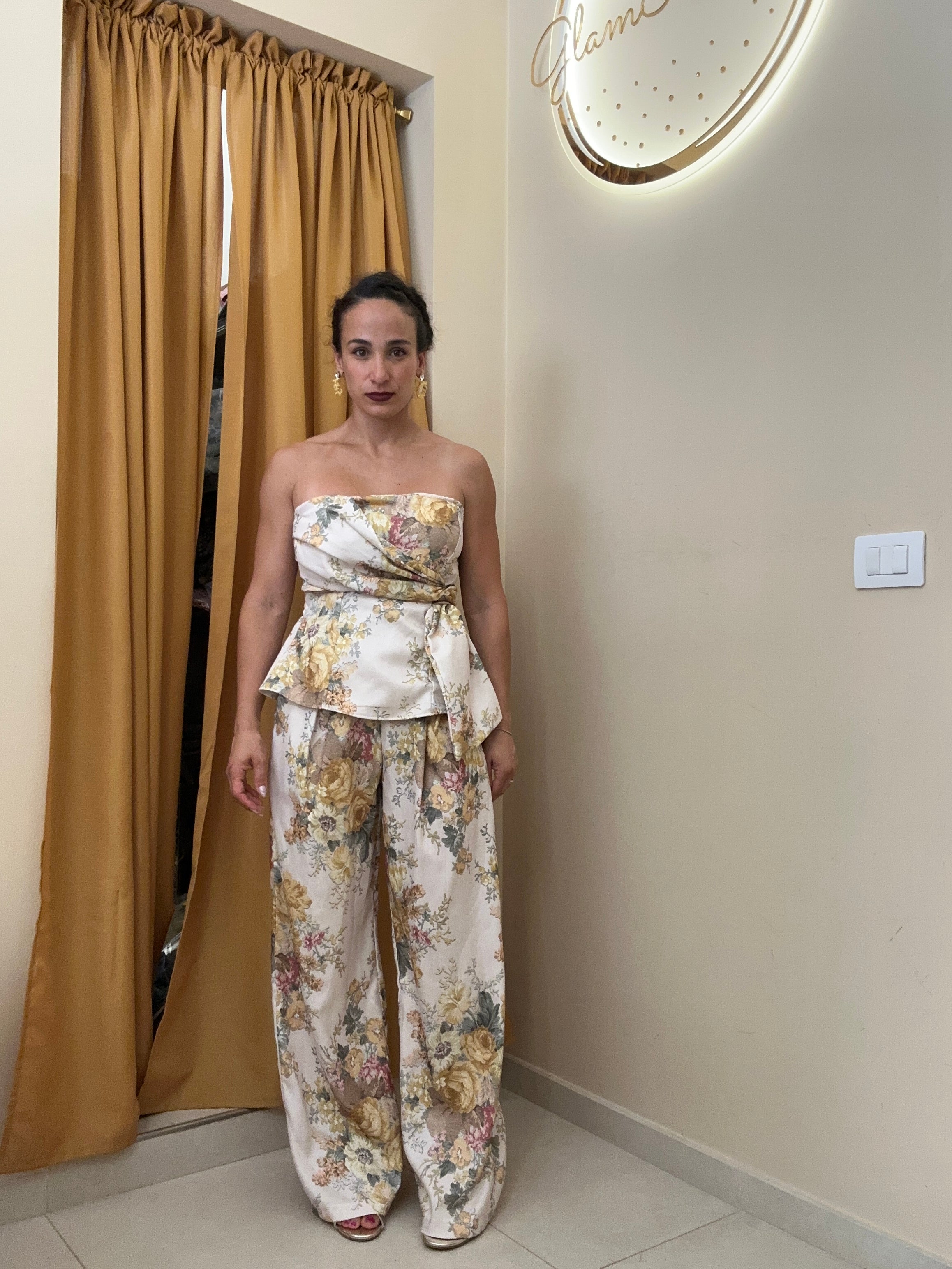 Coordinato fiori stampato