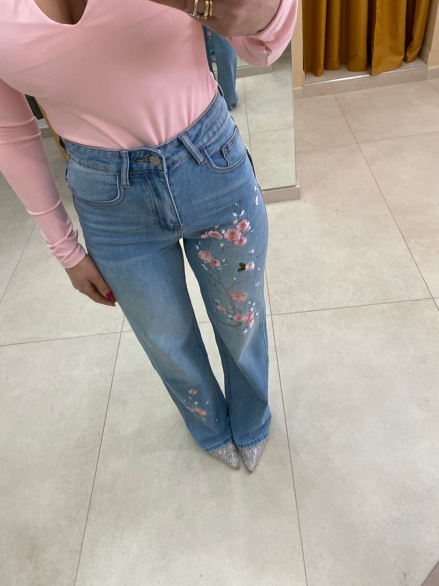 Jeans fiori di ciliegio