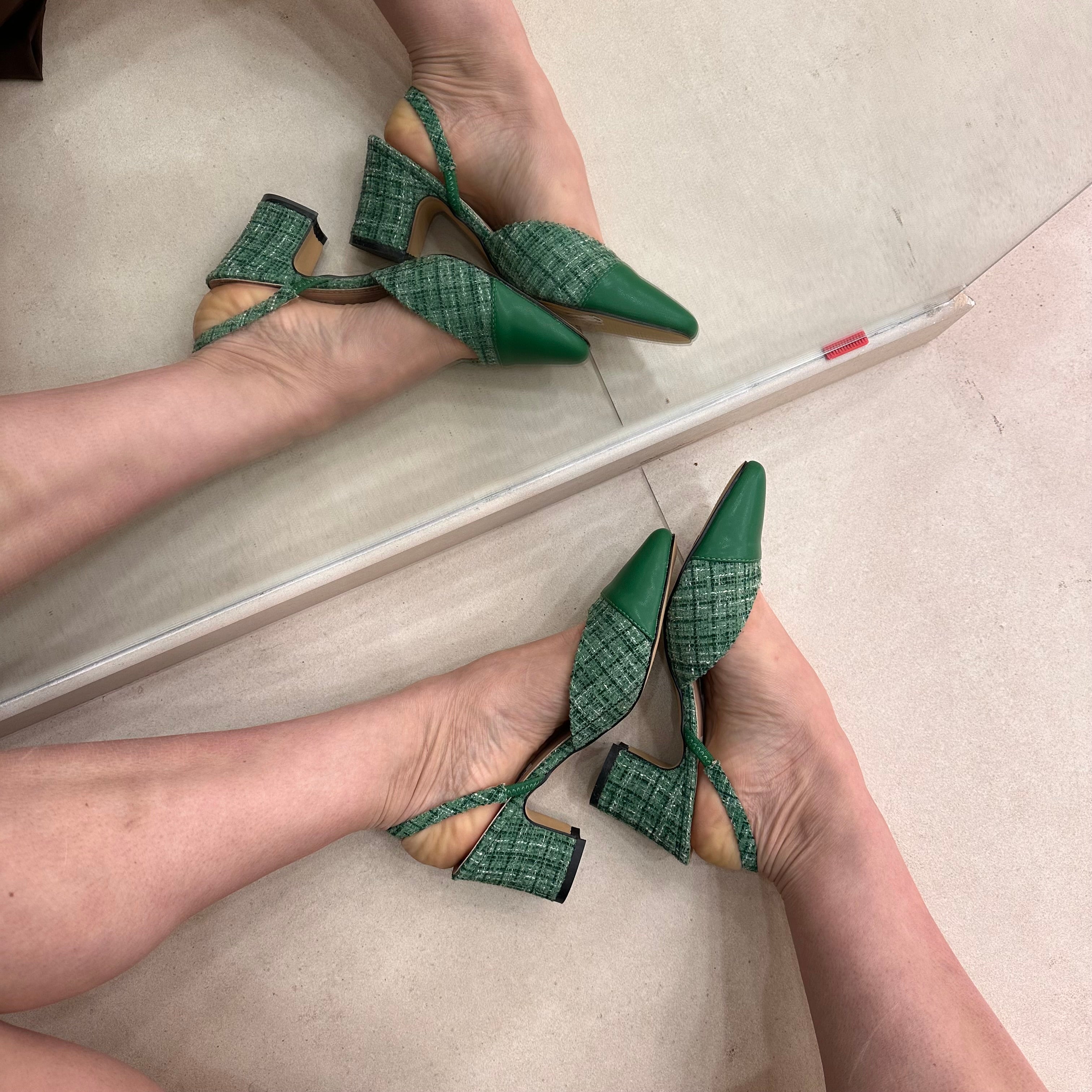 Slingback tweed verde
