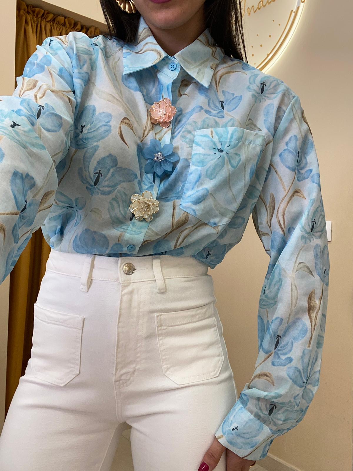 Camicia bottone fiore