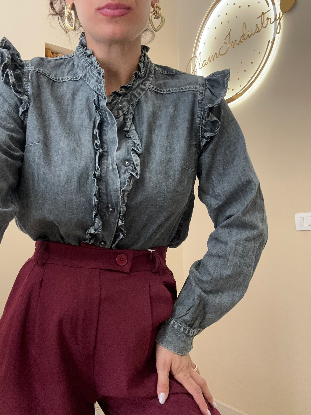 Camicia jeans nero