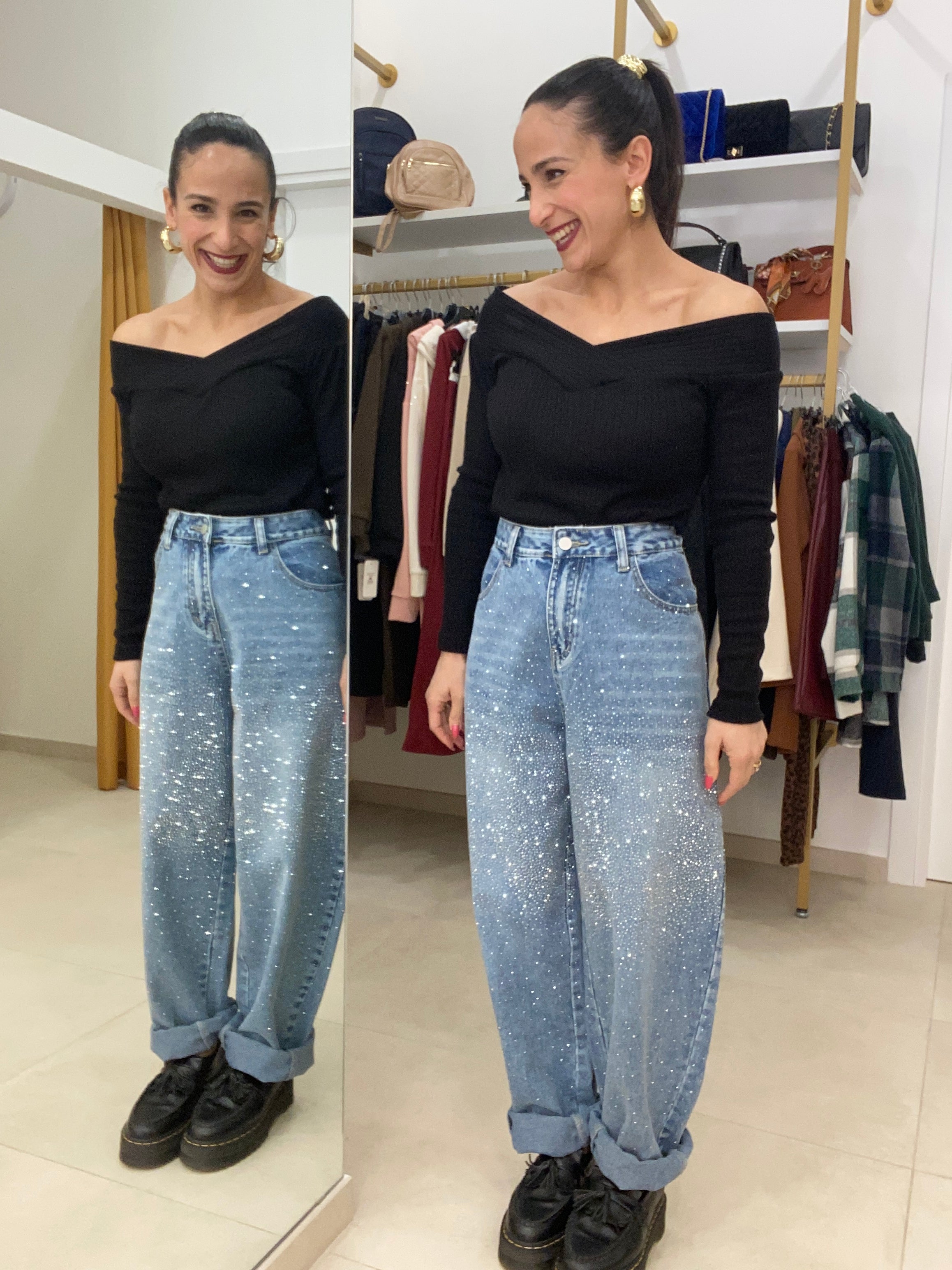 Jeans ballon brillantini