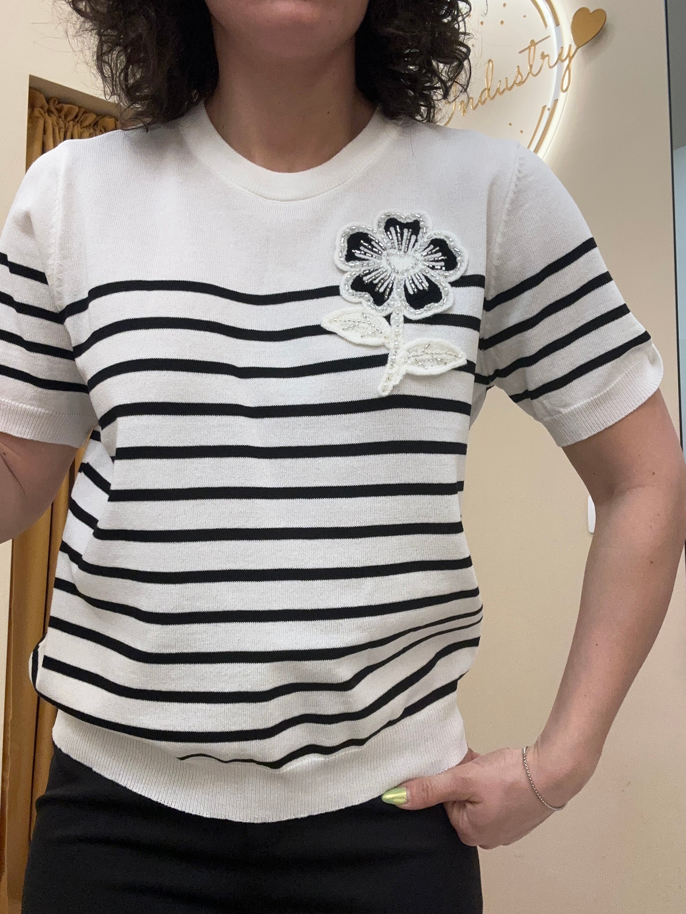 Maglia filo rigata NERO