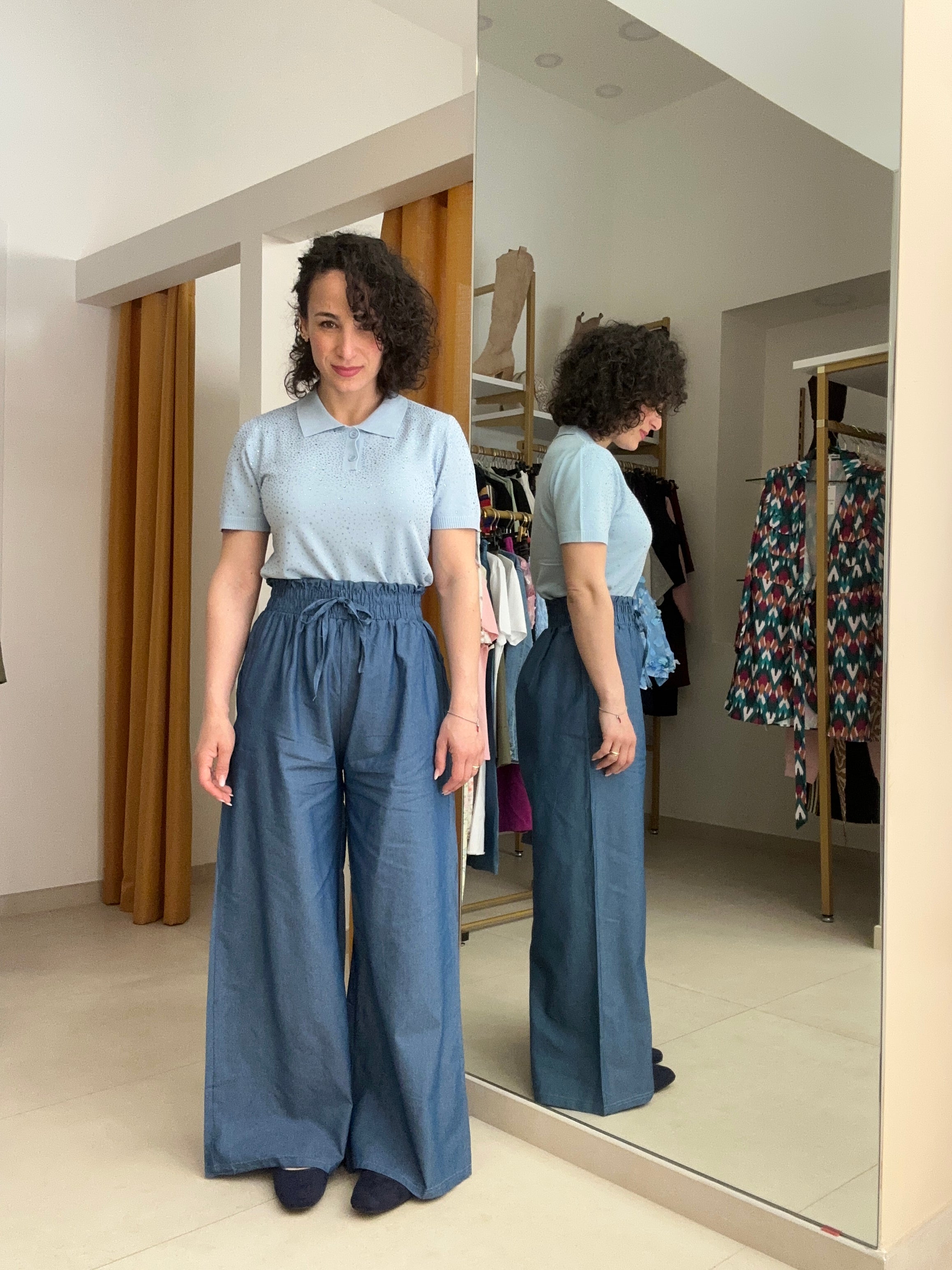 Pantalone effetto jeans scuro