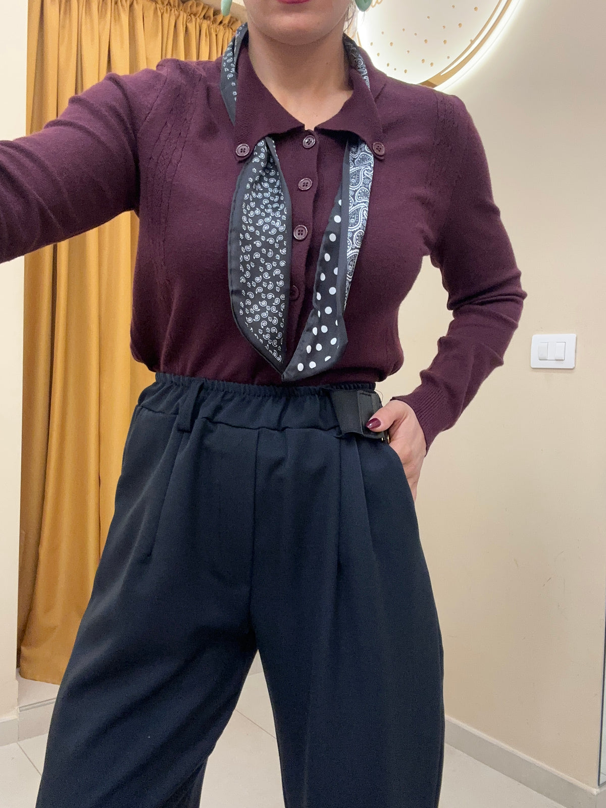 Polo cardigan con foulard