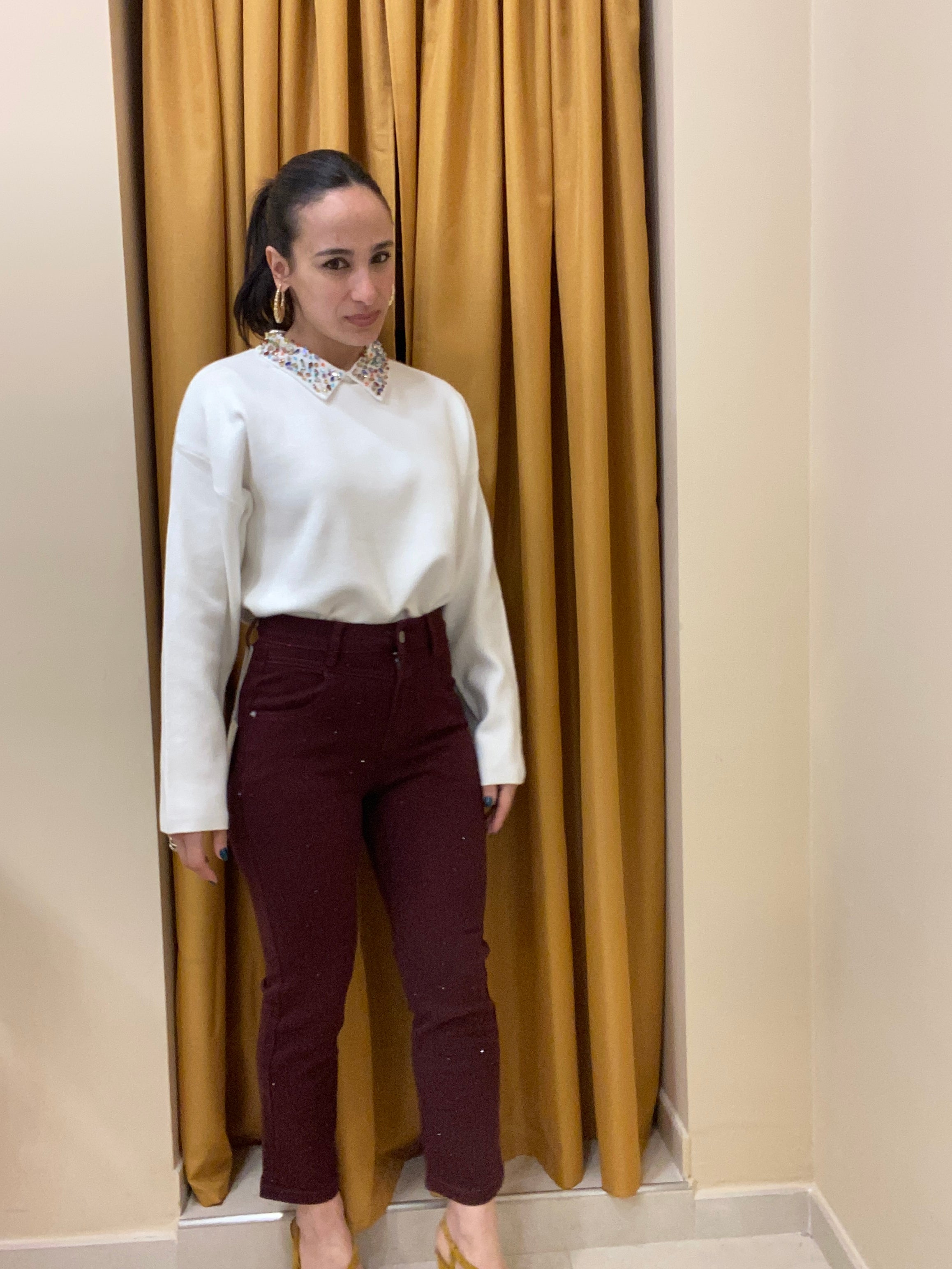 Pull con colletto multicolore