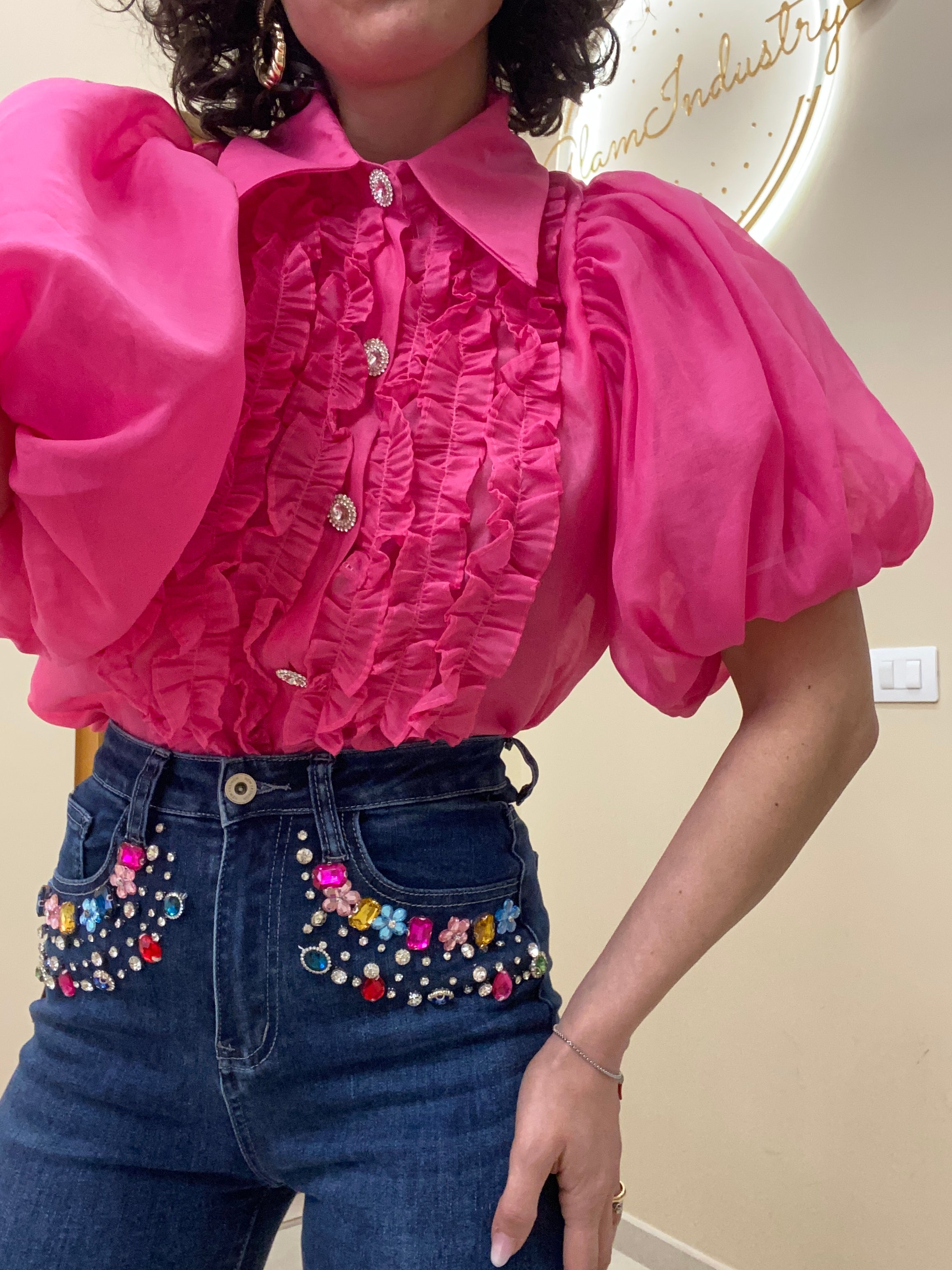 Jeans gioiello fucsia