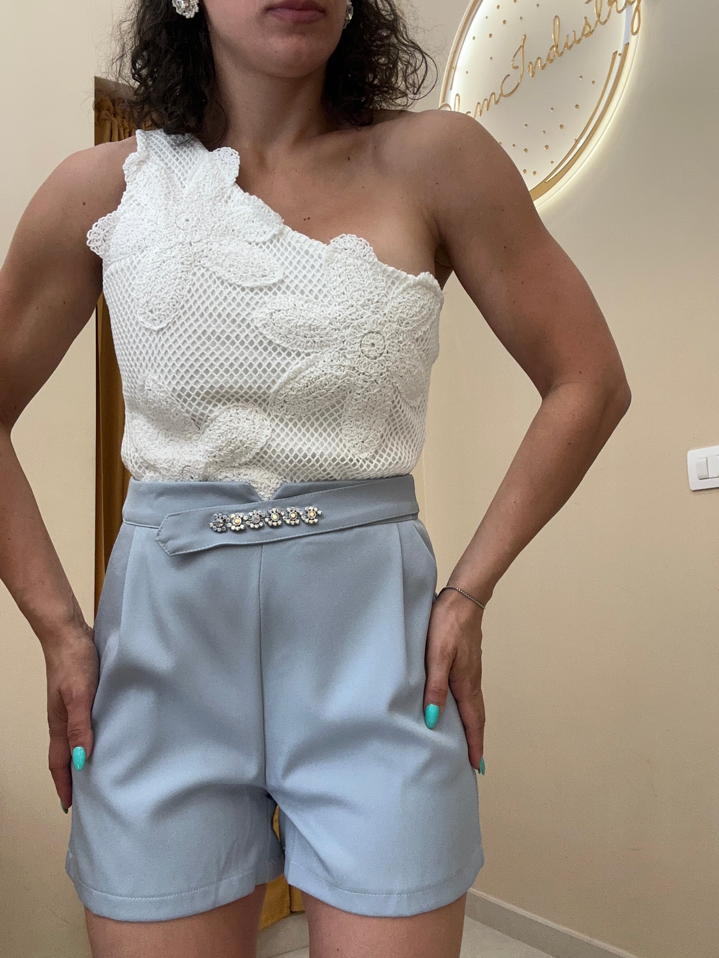 Body mono spalla ricamato