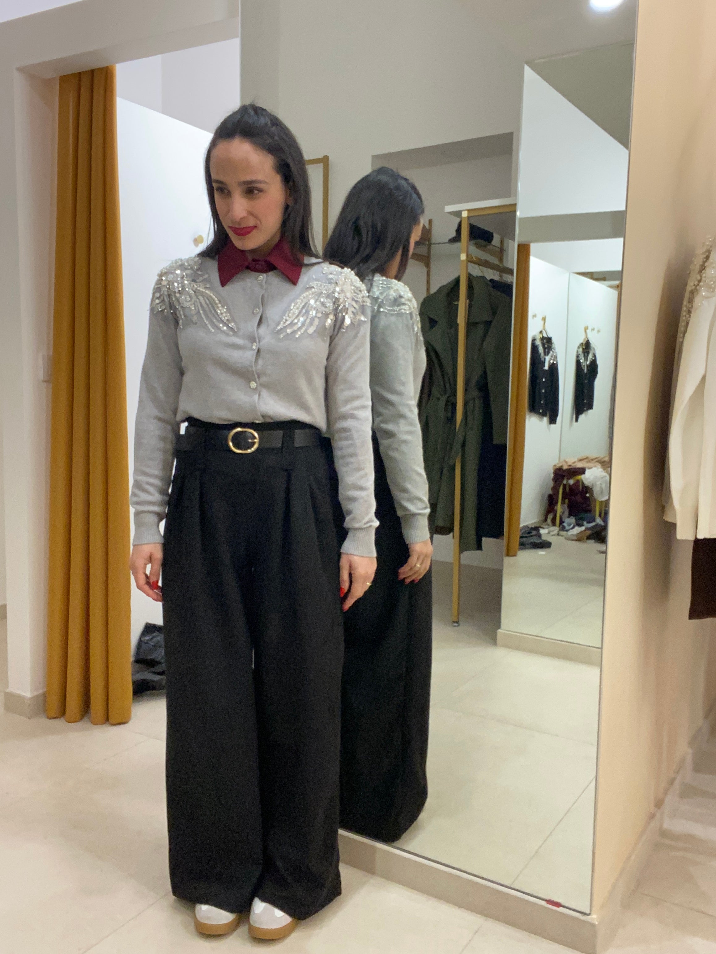 Pantalone eco camoscio con cintura