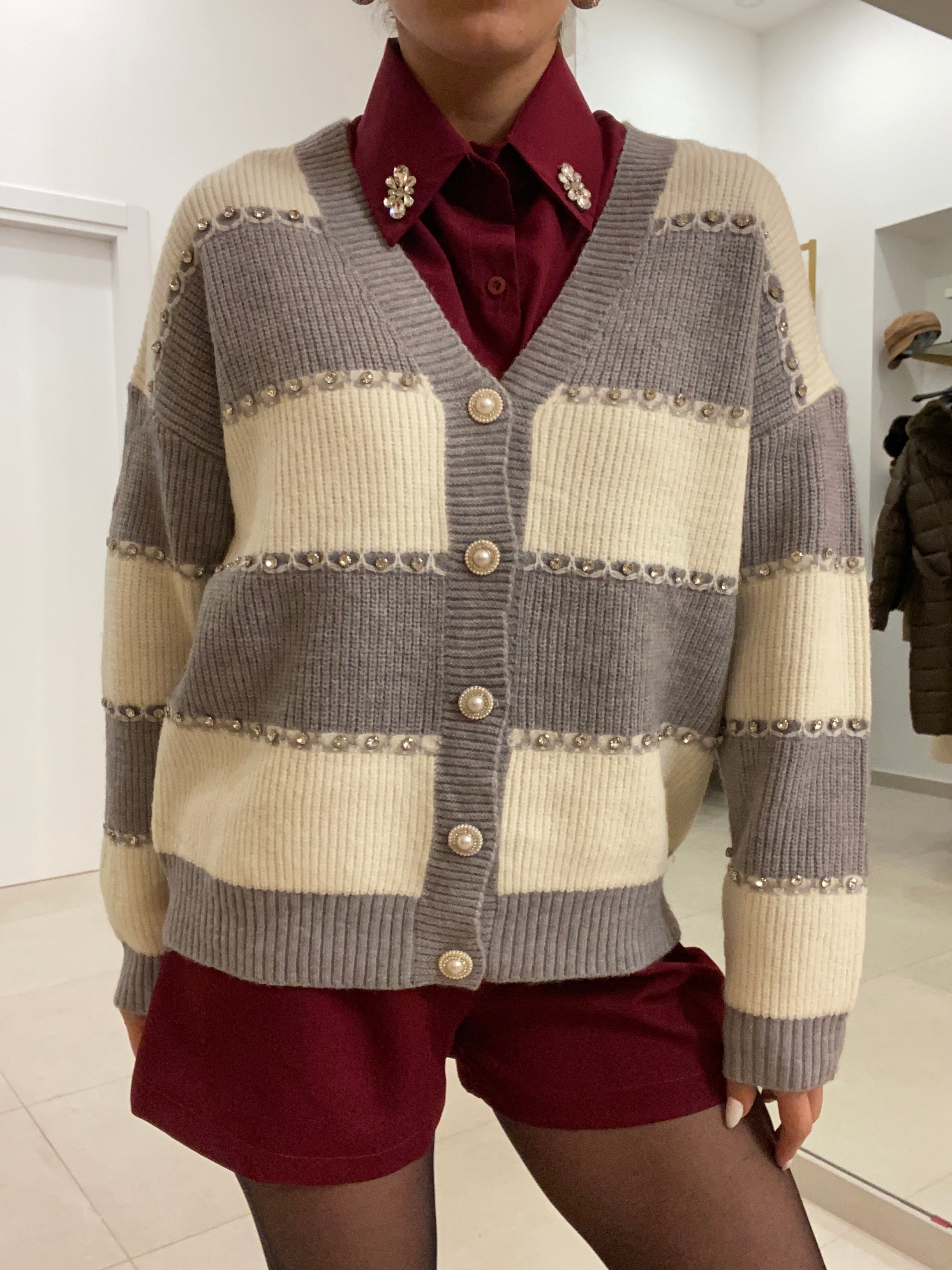 Maxi cardigan rigato