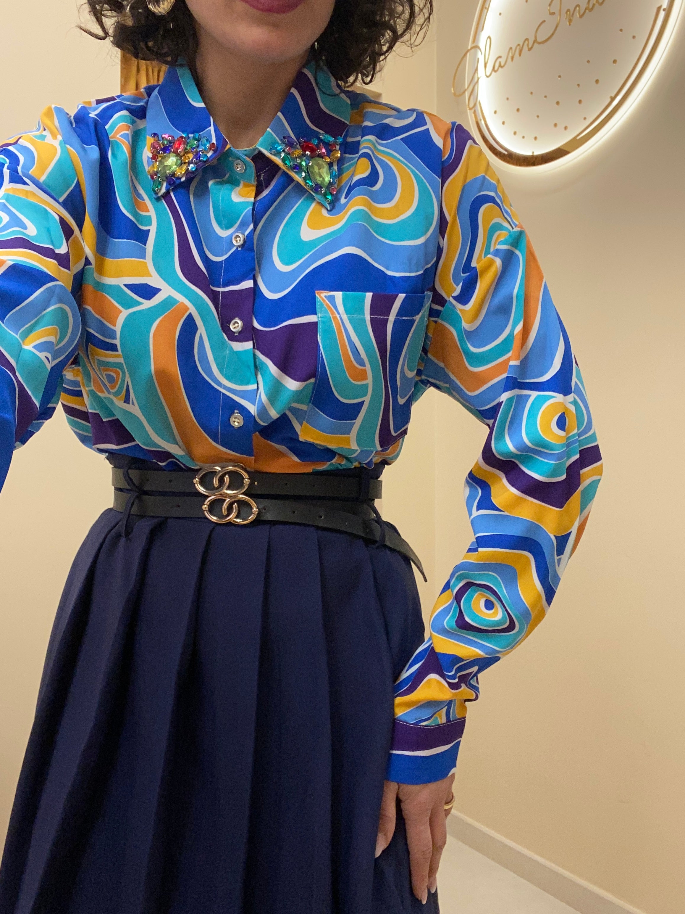 Camicia Arlecchino blu