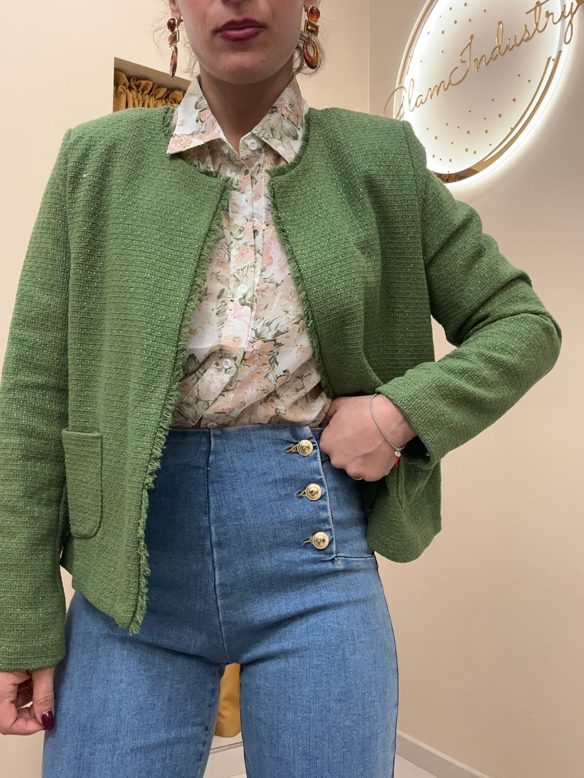 Giacca chic boucle VERDE