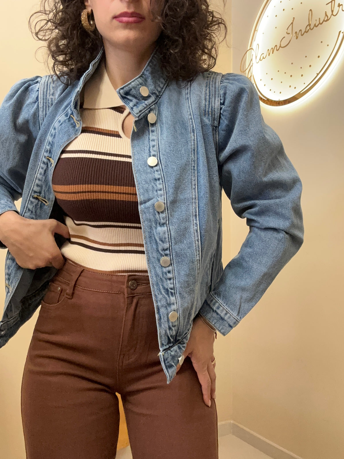 Giacca in jeans manica a sbuffo