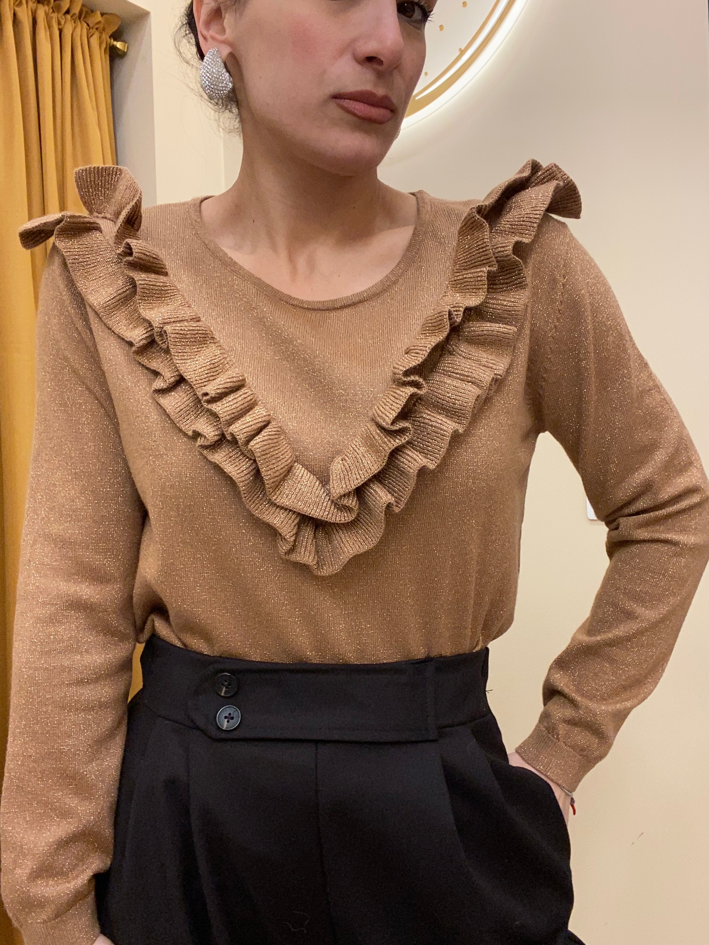 Maglione rouches con lurex