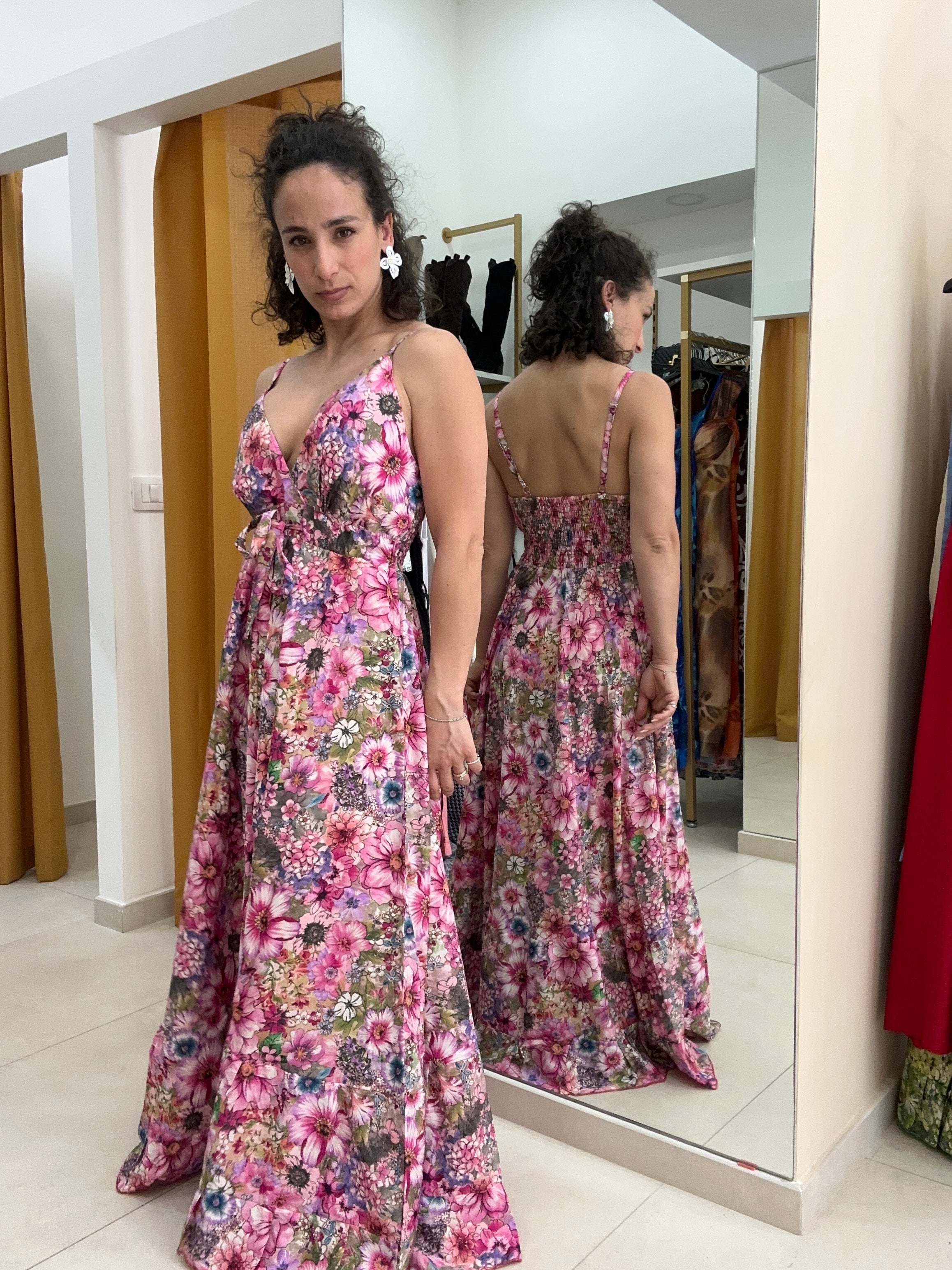 Abito India incrocio FUCSIA CH209