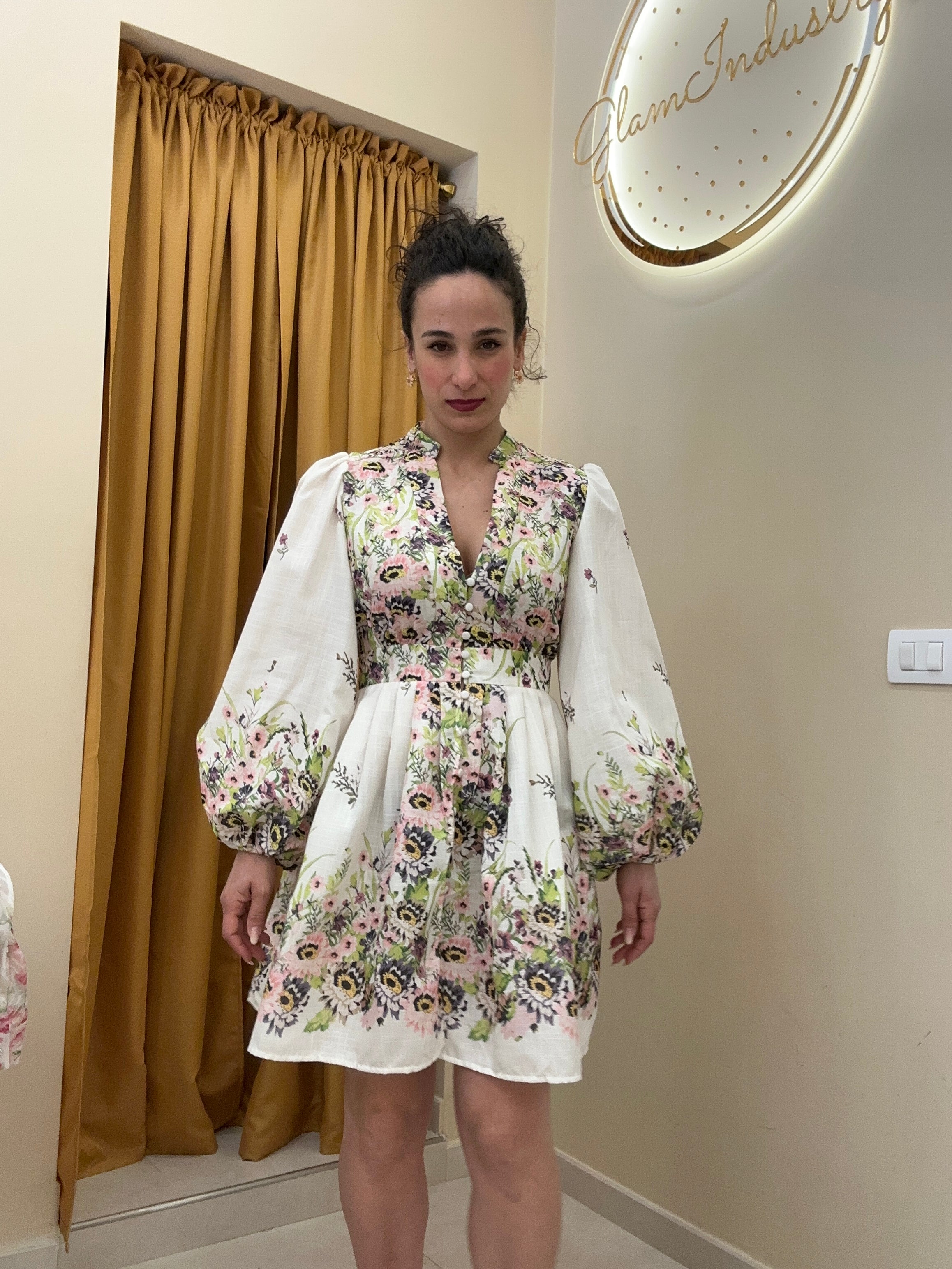 Abito fiori verde 5116