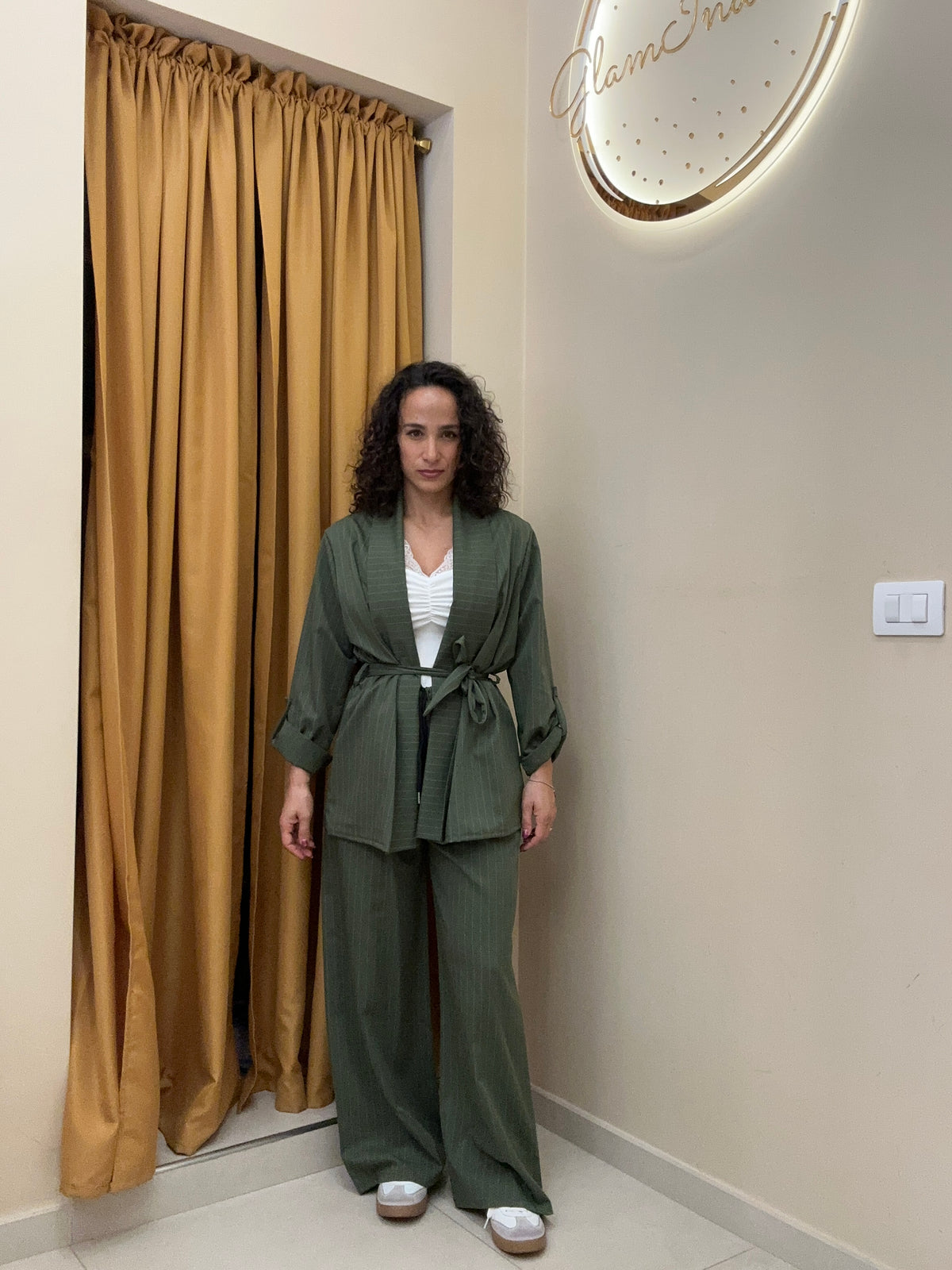 Tailleur accappatoio gessato