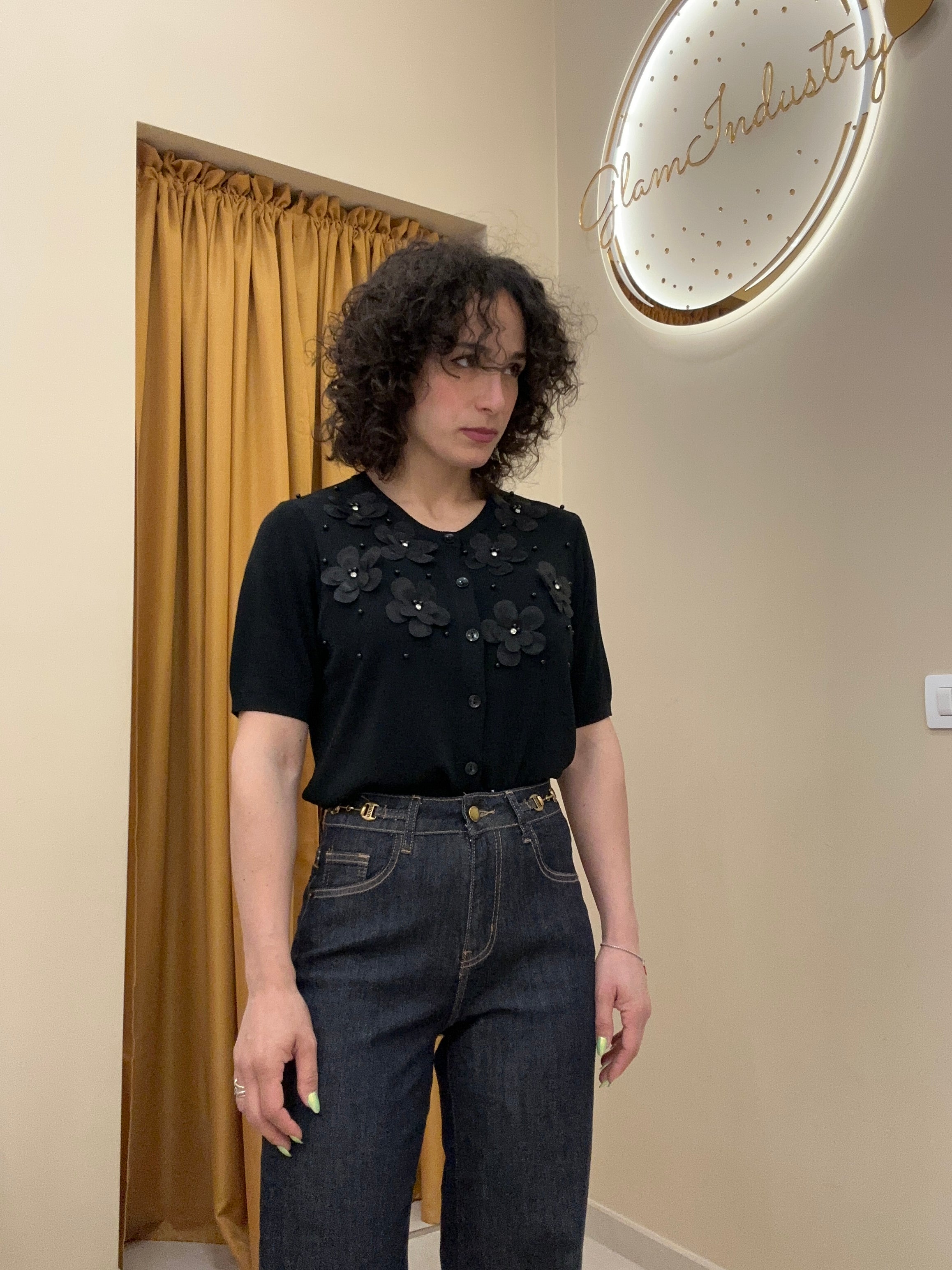 Cardigan fiorellini in filo