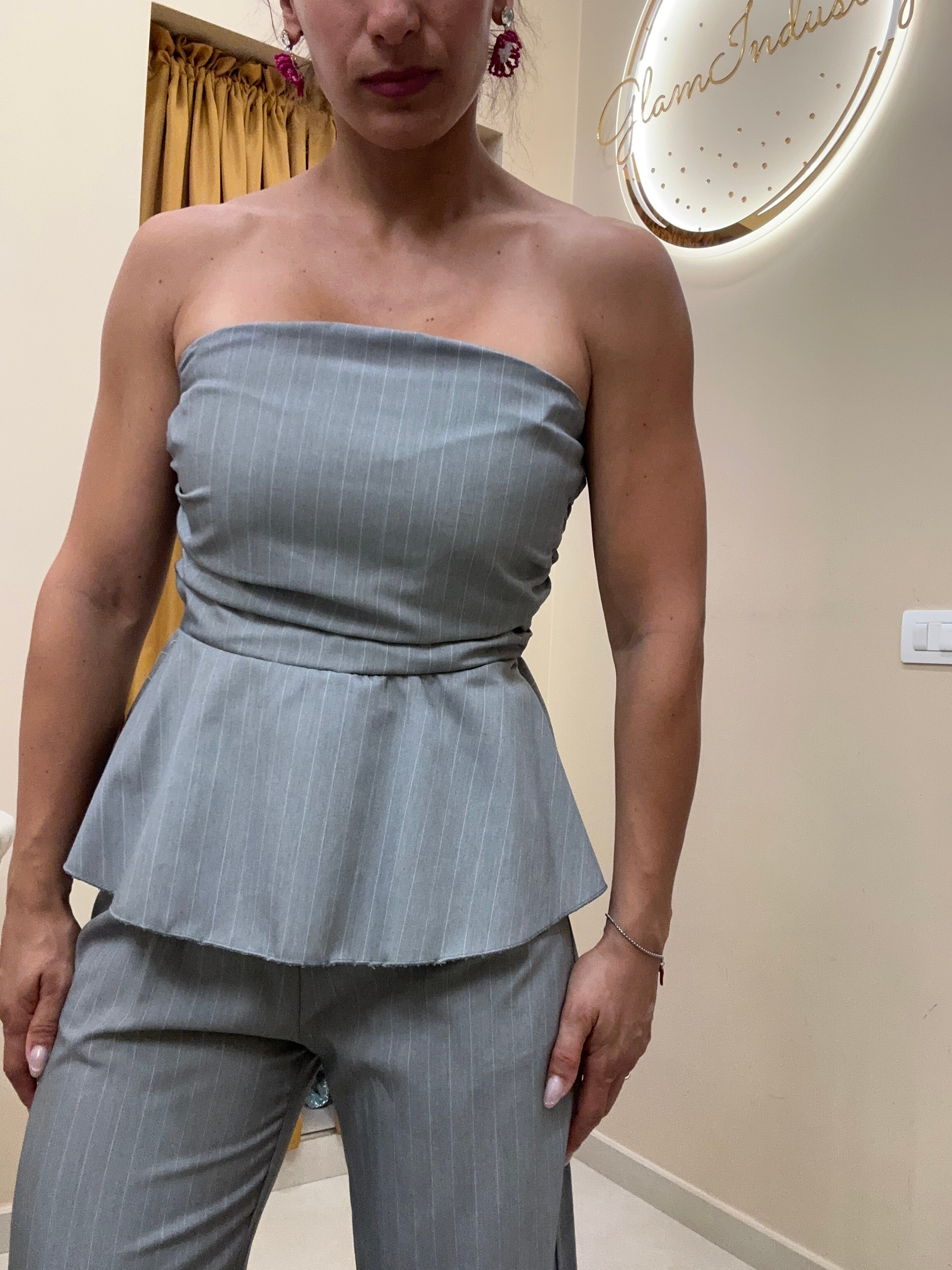 Coordinato gessato GRIGIO