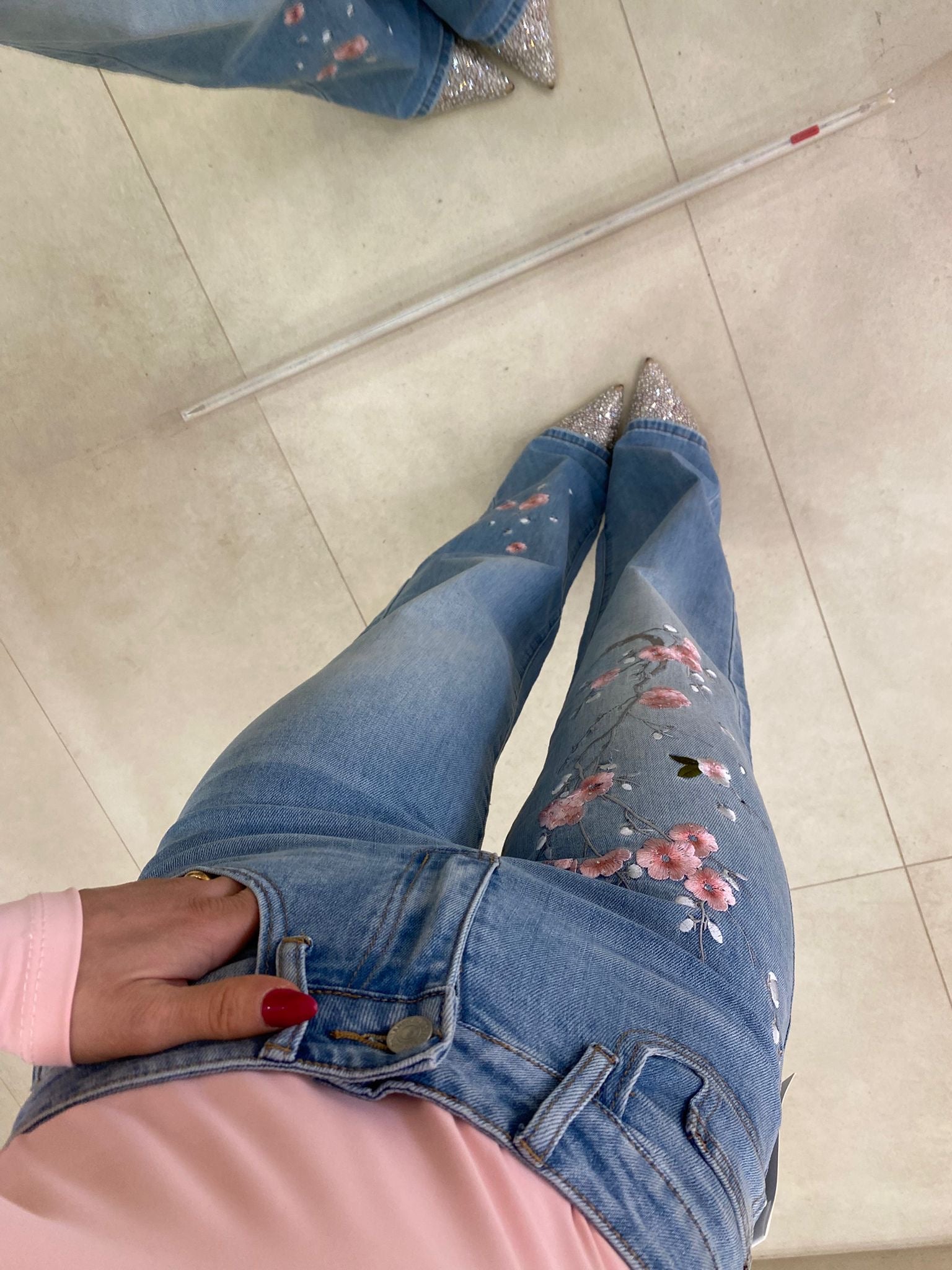 Jeans fiori di ciliegio