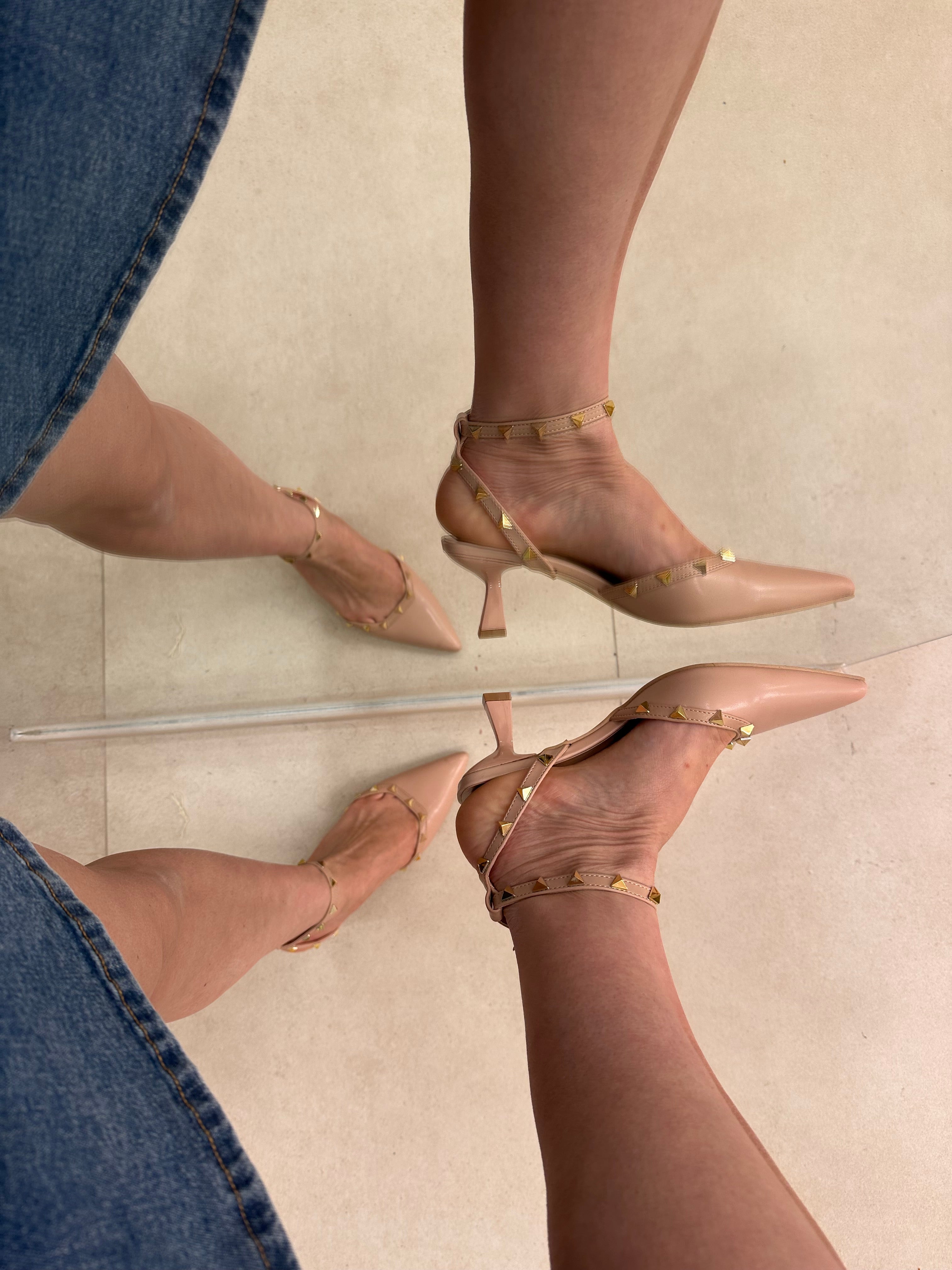 Slingback BEIGE borchie