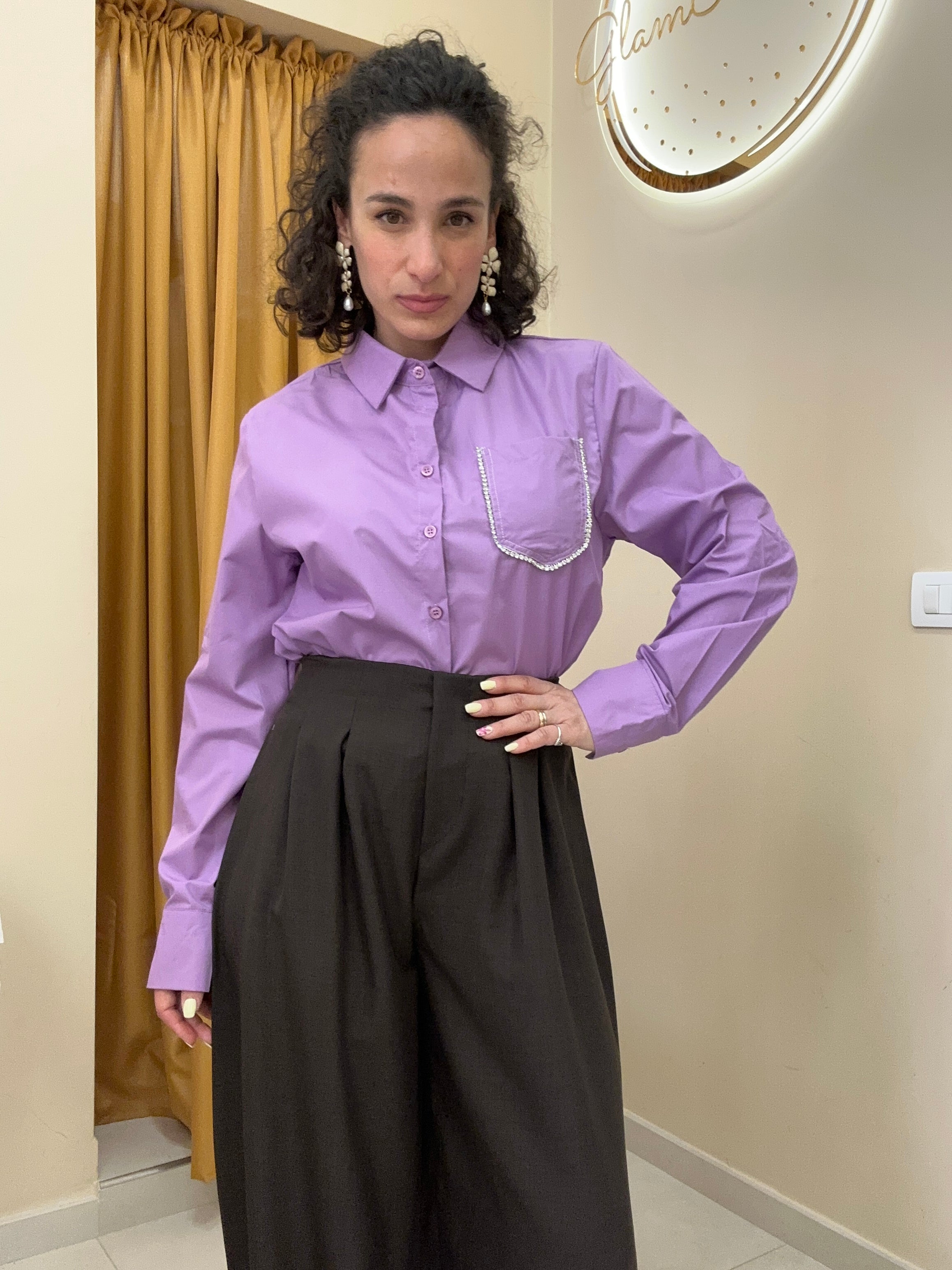 Camicia tasca brillantini